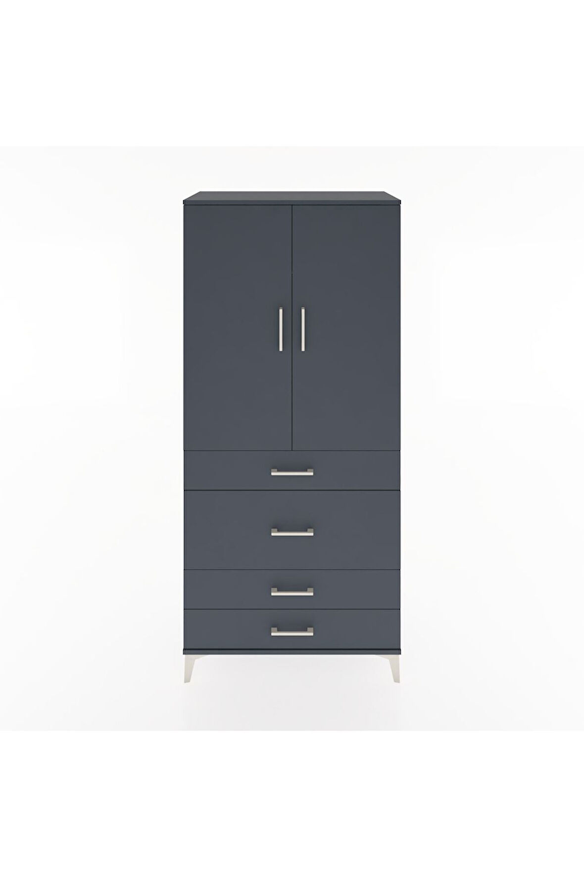 Hyperion Dolap Tek Raflı 4 Çekmeceli Tek Askılı 88x44x195 Antrasit-Antrasit