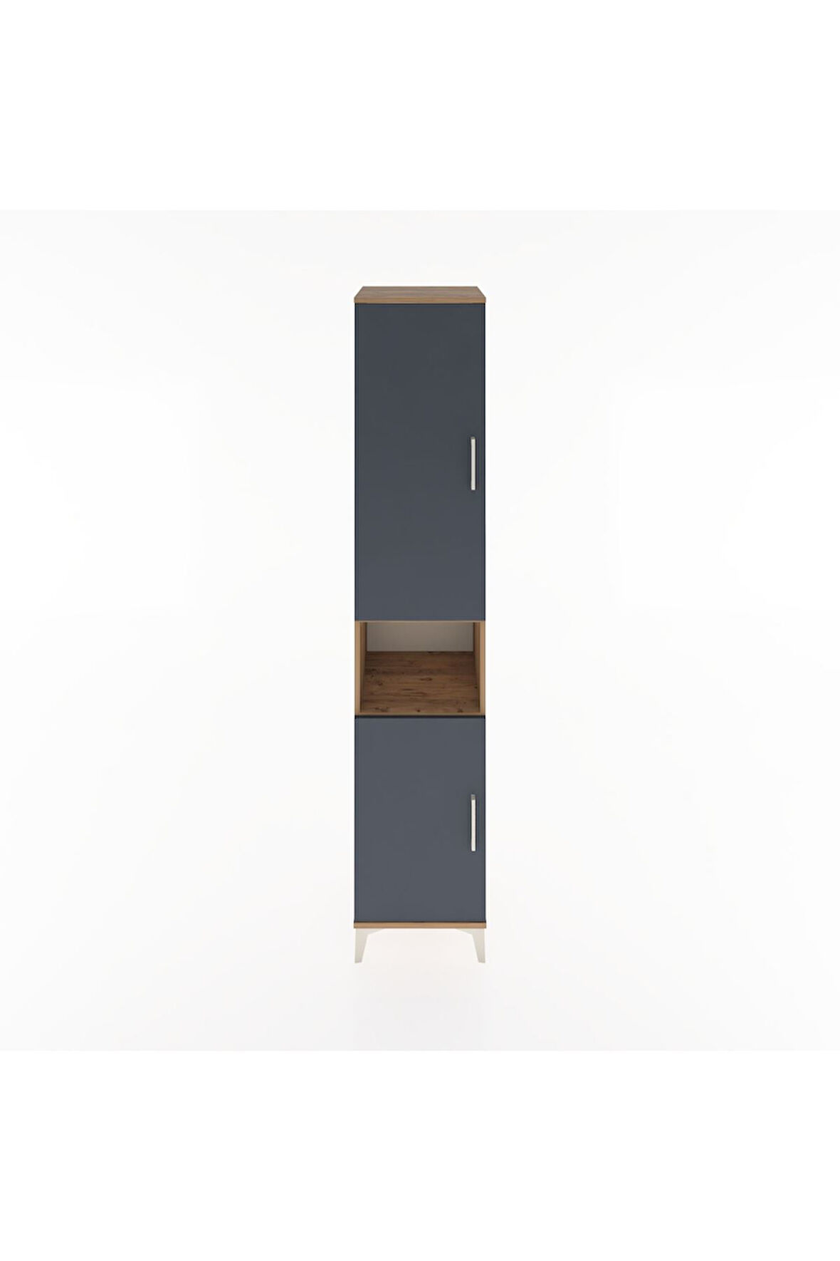 Hyperion Dolap 4 Raflı 2 Kapaklı Tek Askılı 44x44x221 Çam-Antrasit