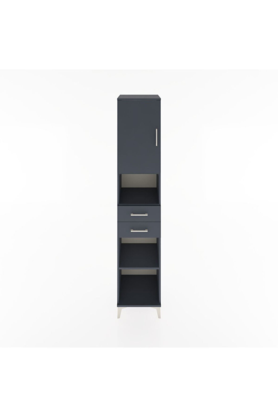 Hyperion Dolap 4 Raflı 2 Çekmeceli Tek Kapaklı 44x44x221 Antrasit-Antrasit