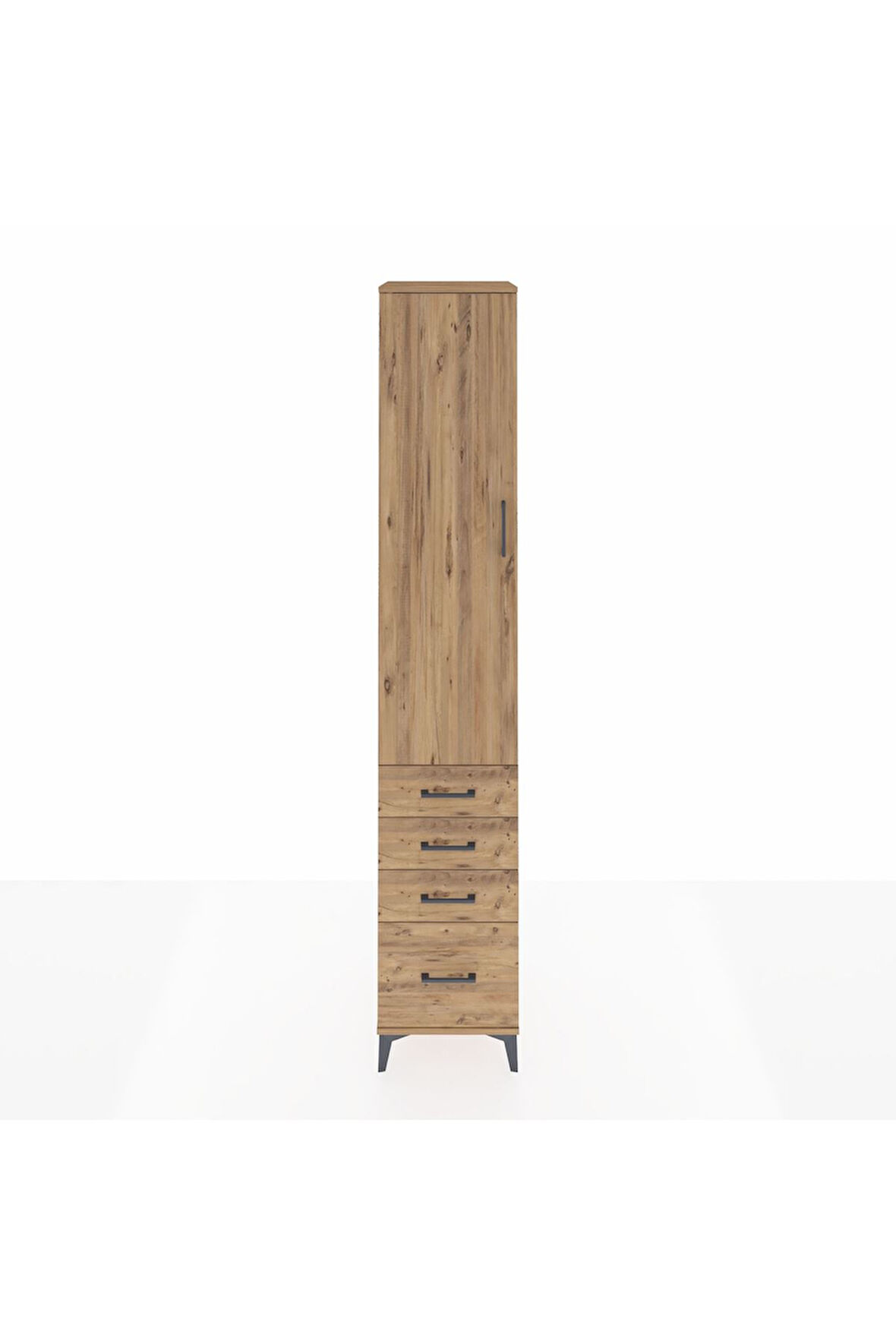 Hyperion Dolap 2 Raflı 4 Çekmeceli Tek Askılı 44x44x243 Çam-Çam