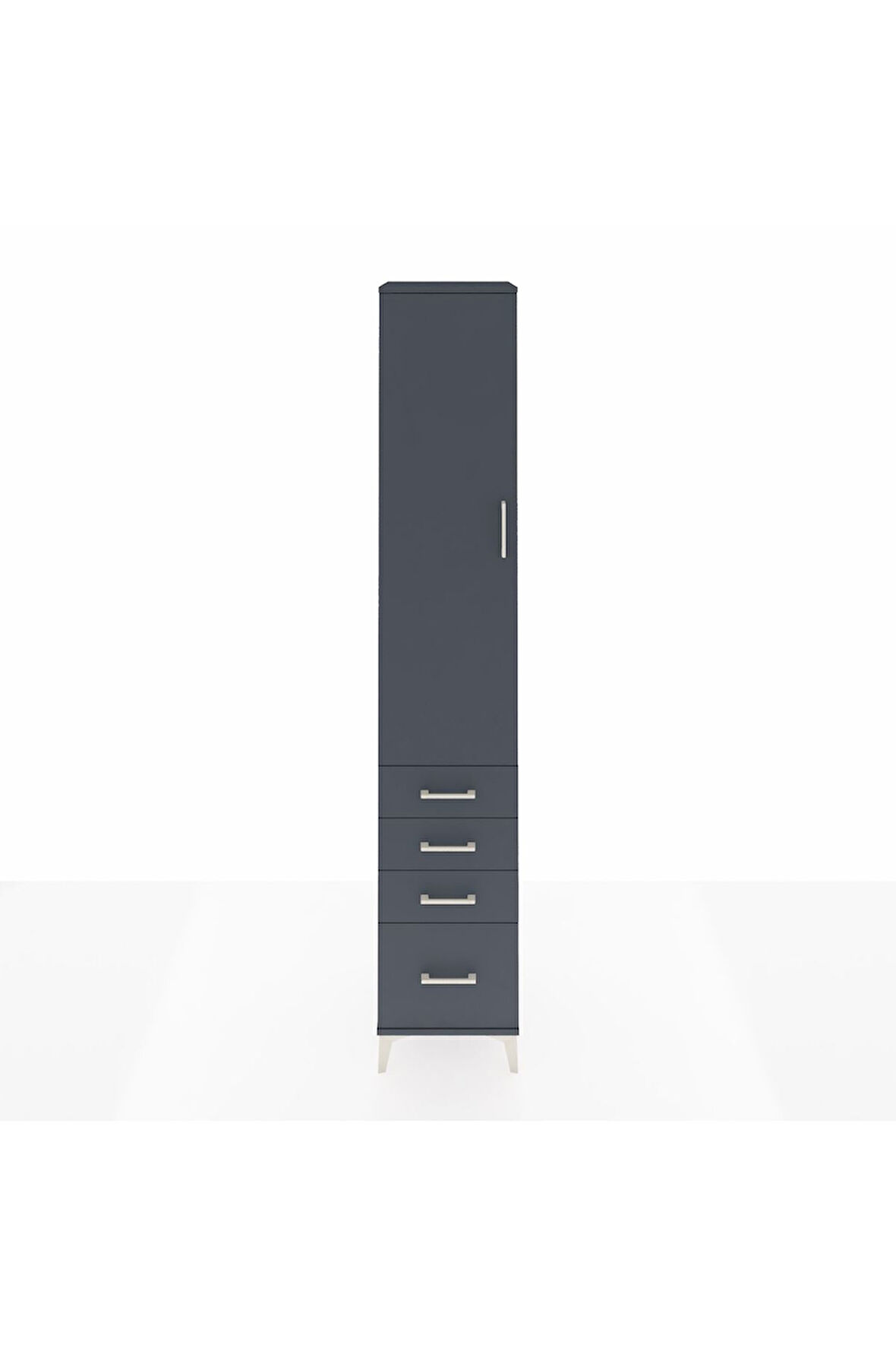 Hyperion Dolap 4 Raflı 4 Çekmeceli Tek Kapaklı 44x44x243 Antrasit-Antrasit