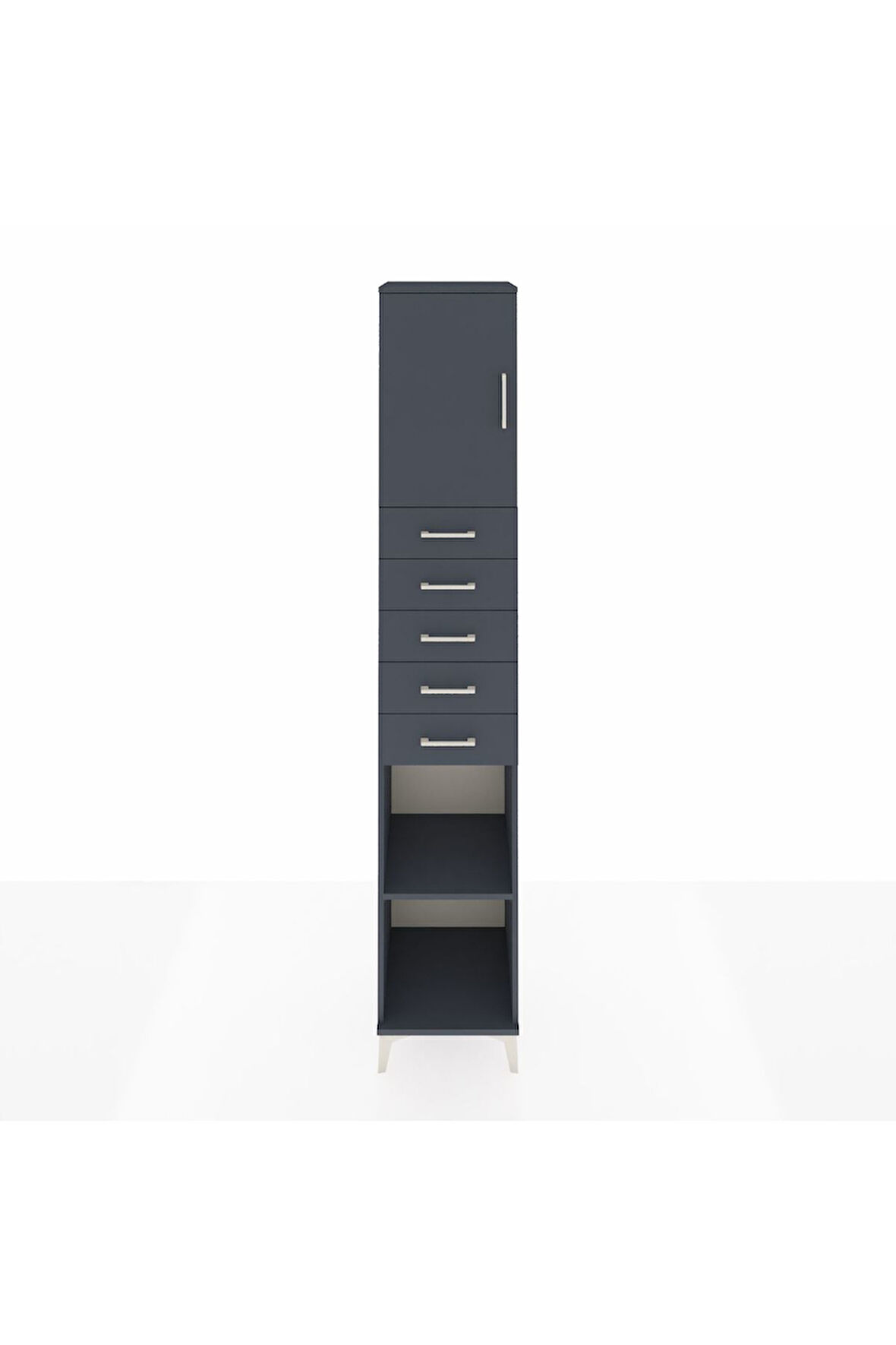 Hyperion Dolap 3 Raflı 5 Çekmeceli Tek Kapaklı 44x44x243 Antrasit-Antrasit