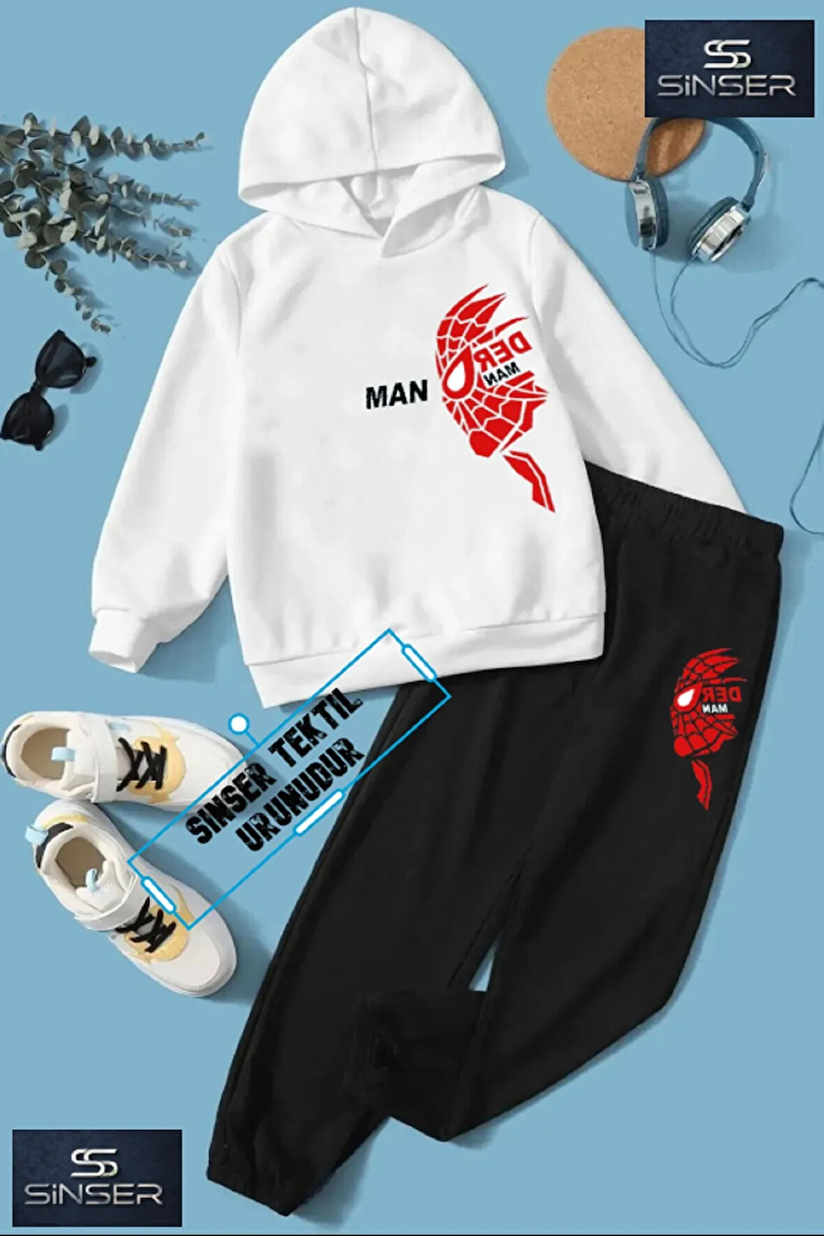 UNİSEX Çocuk Siyah SPİDER-MAN Baskılı Eşofman Takımı
