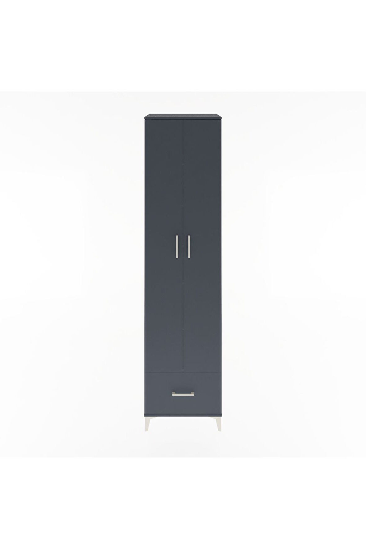 Hyperion Dolap 6 Raflı Tek Çekmeceli 2 Kapaklı 60x44x243 Antrasit-Antrasit