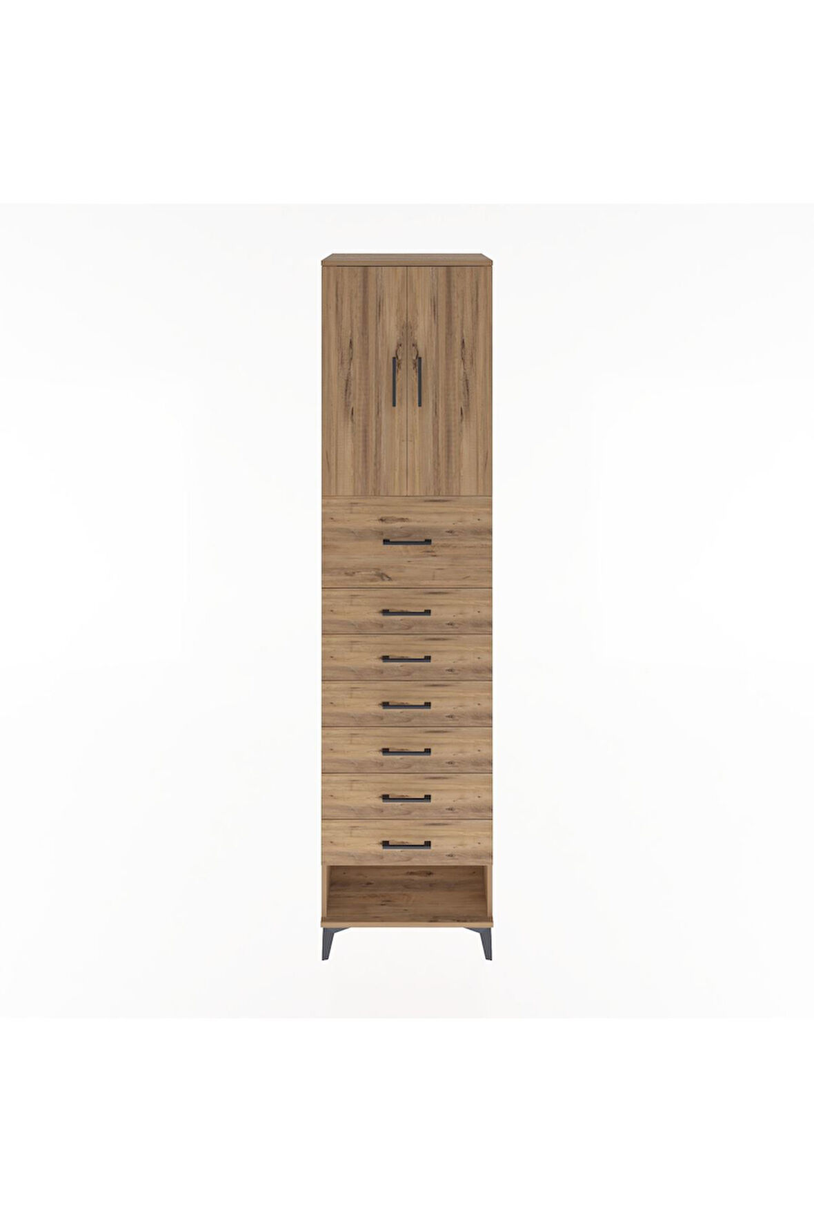 Hyperion Dolap 2 Raflı 7 Çekmeceli 2 Kapaklı 60x44x243 Çam-Çam