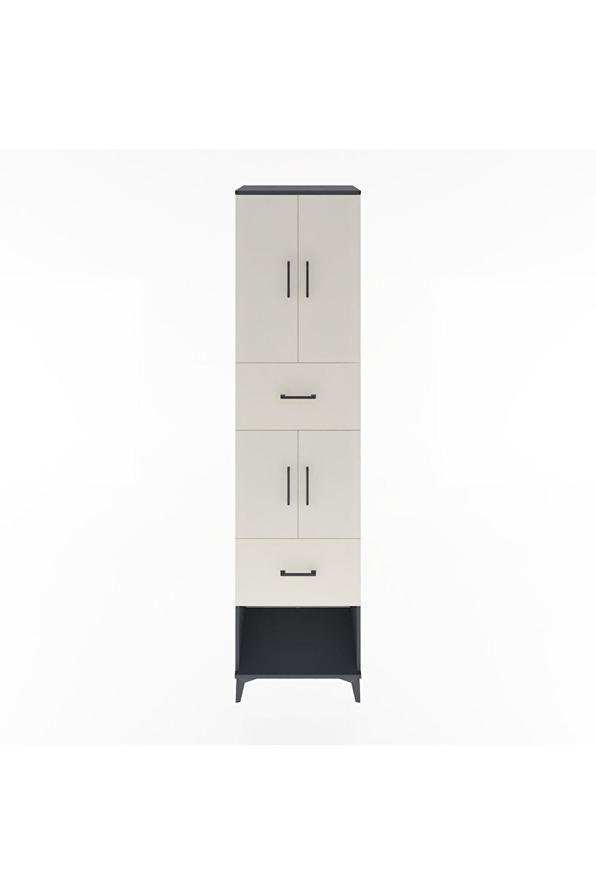 Hyperion Dolap 3 Raflı 2 Çekmeceli 4 Kapaklı 60x44x243 Antrasit-Aytaşı