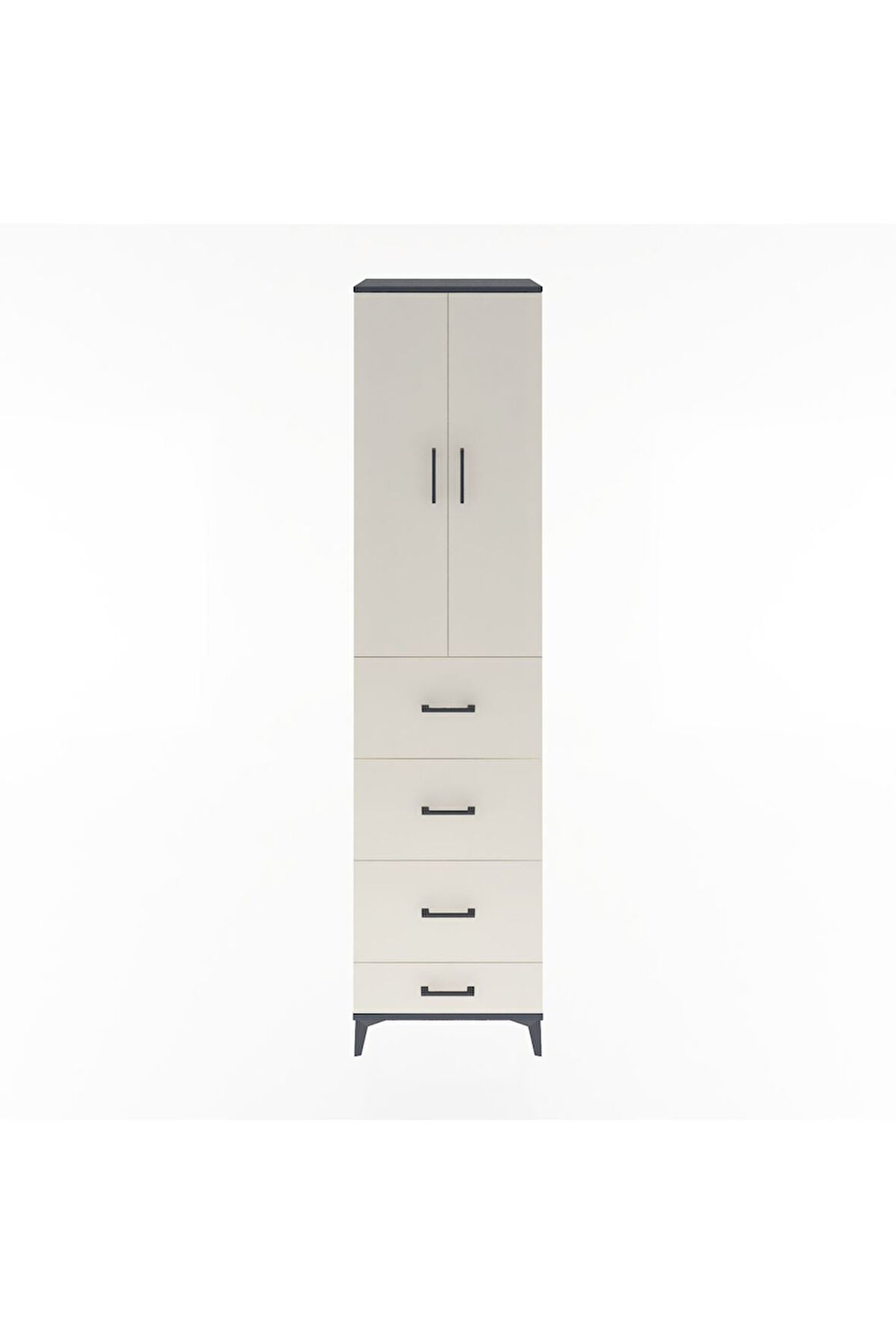 Hyperion Dolap 3 Raflı 4 Çekmeceli 2 Kapaklı 60x44x243 Antrasit-Aytaşı