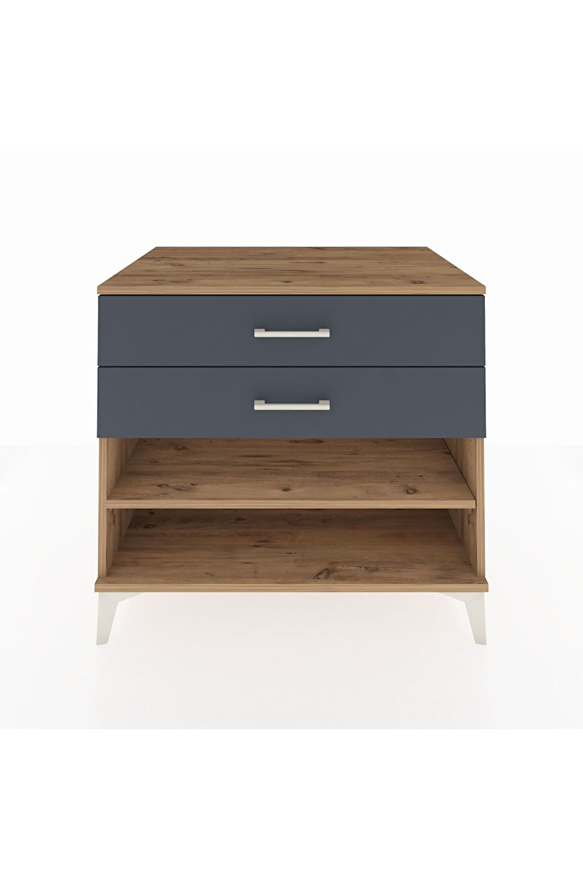 Kronos Şifonyer Tek Raflı 2 Çekmeceli 88x59x80 Çam-Antrasit