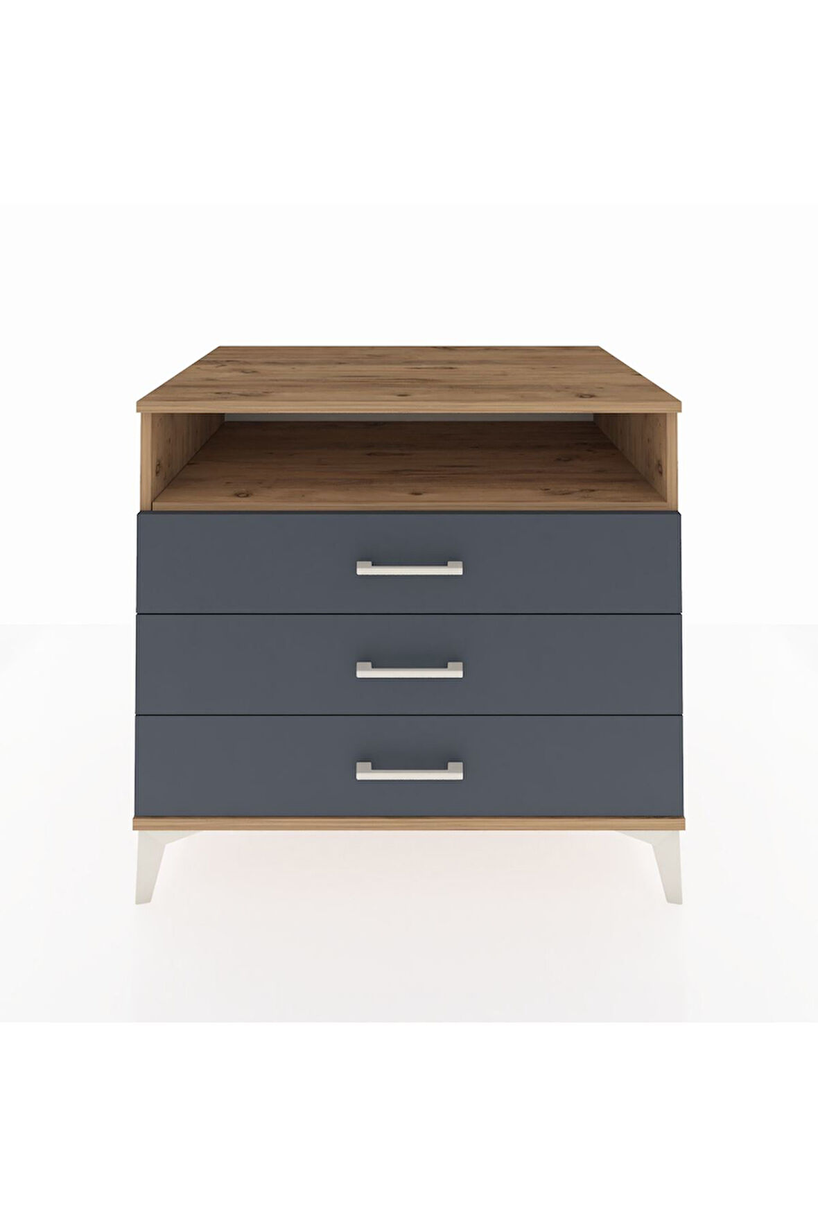 Kronos Şifonyer Tek Raflı 3 Çekmeceli 88x59x80 Çam-Antrasit