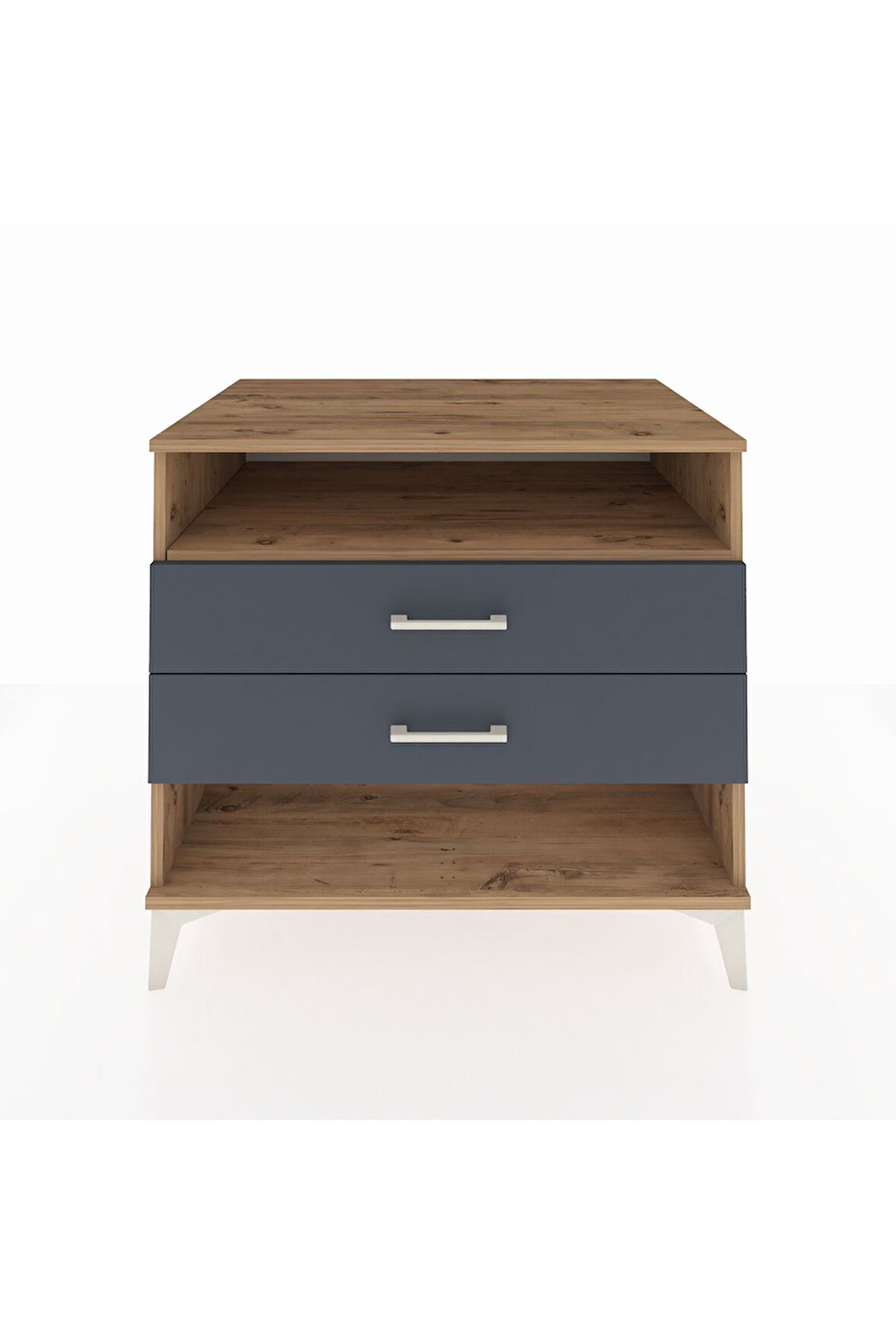 Kronos Şifonyer Tek Raflı 2 Çekmeceli 88x59x80 Çam-Antrasit