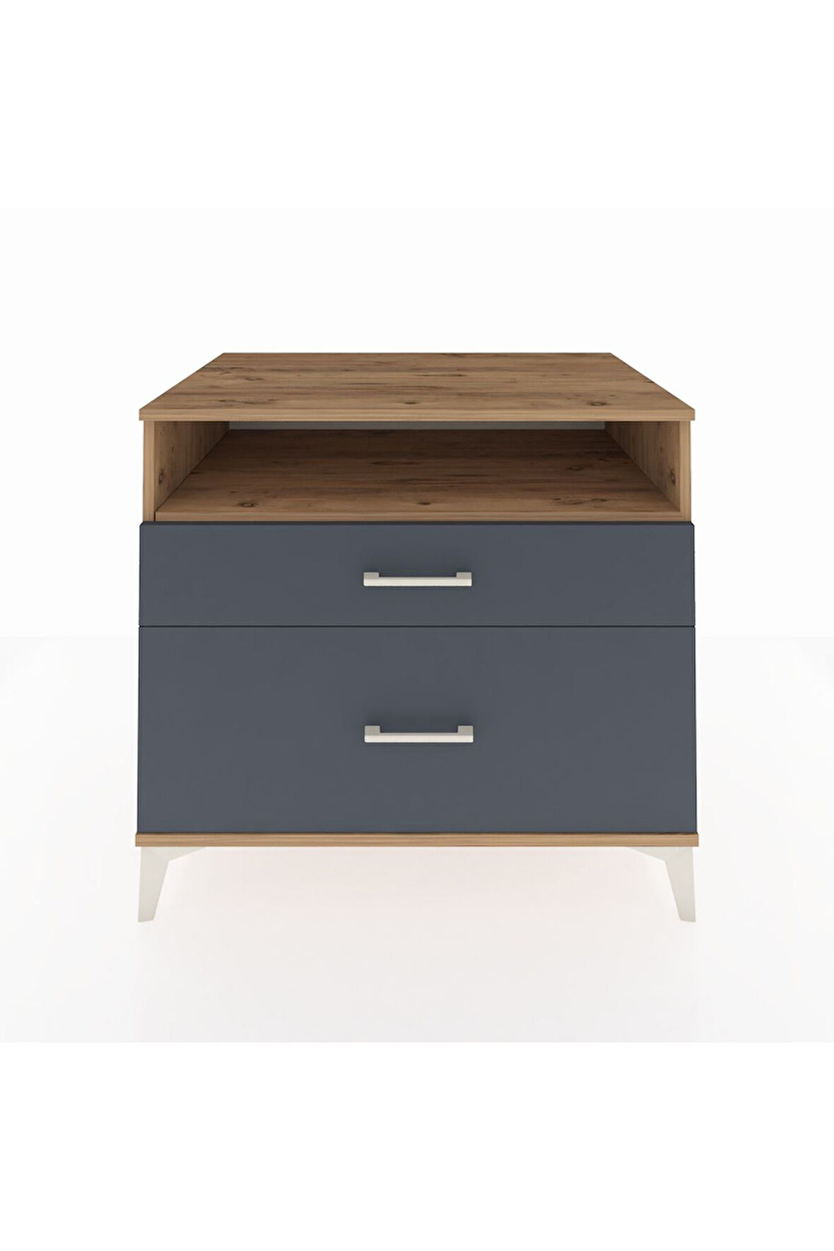 Kronos Şifonyer Tek Raflı 2 Çekmeceli 88x59x80 Çam-Antrasit