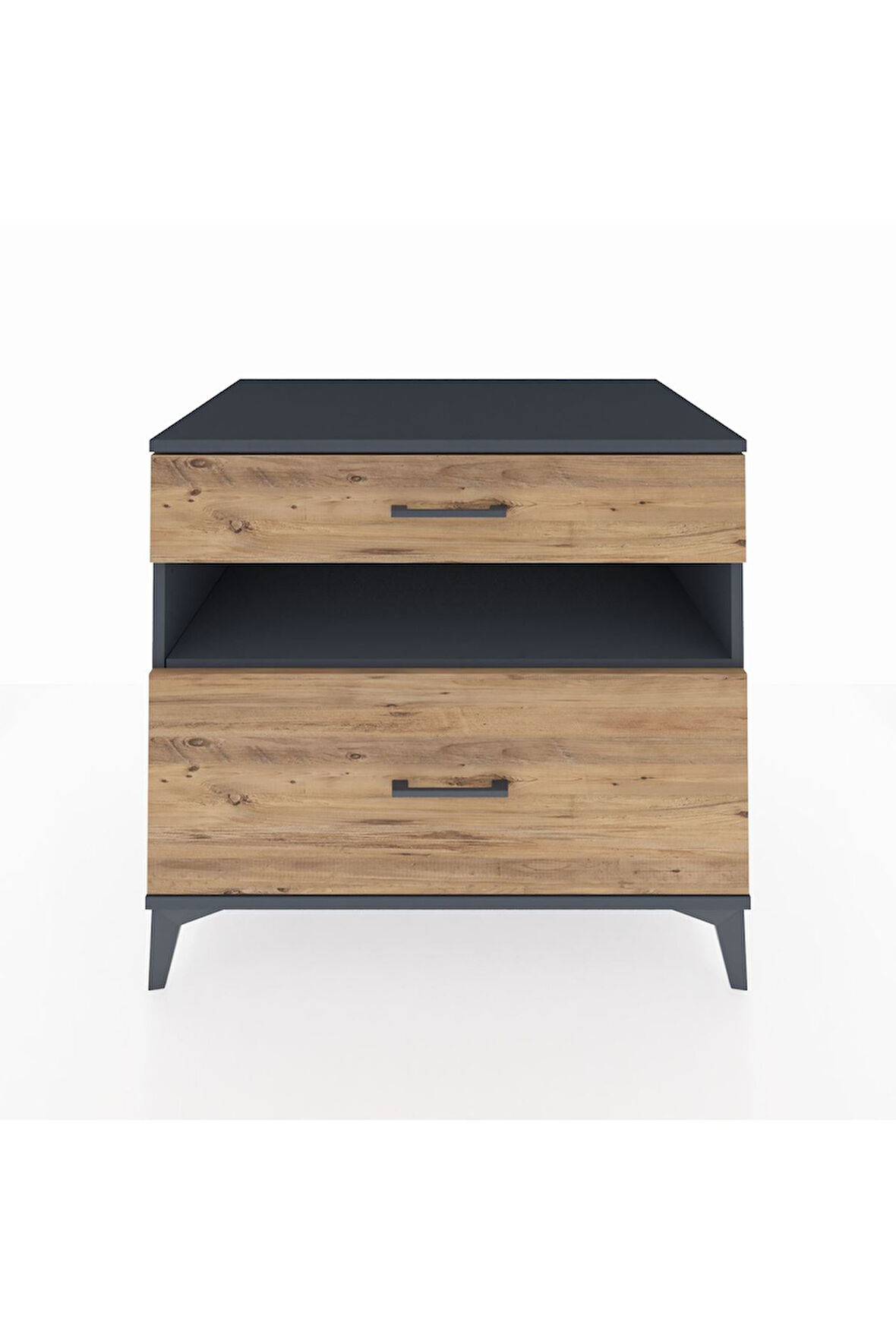 Kronos Şifonyer Tek Raflı 2 Çekmeceli 88x59x80 Antrasit-Çam