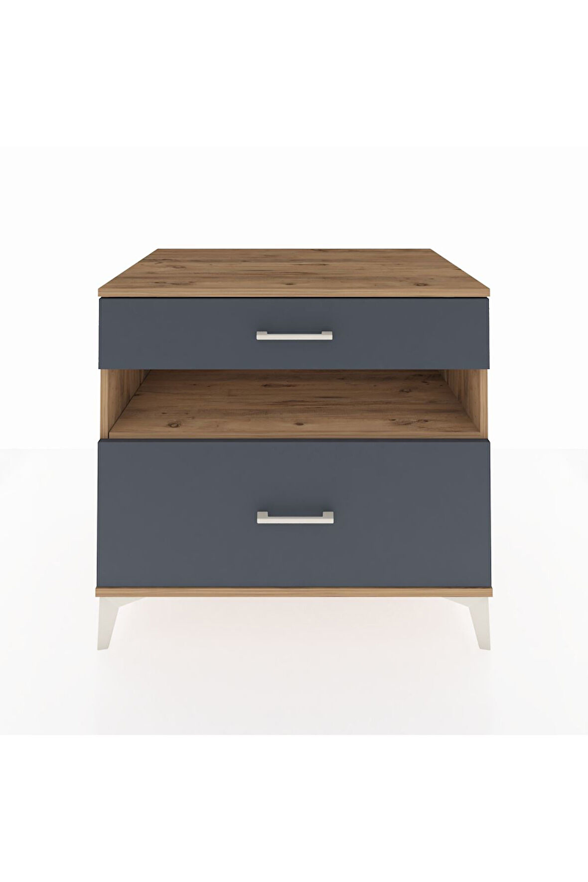 Kronos Şifonyer Tek Raflı 2 Çekmeceli 88x59x80 Çam-Antrasit