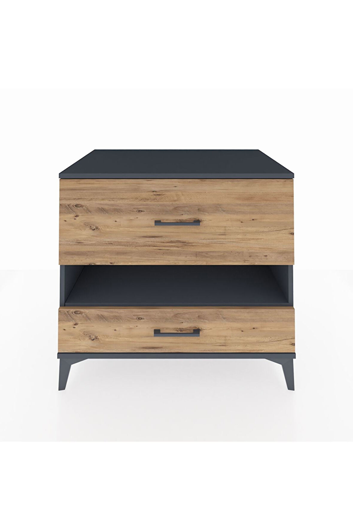 Kronos Şifonyer Tek Raflı 2 Çekmeceli 88x59x80 Antrasit-Çam