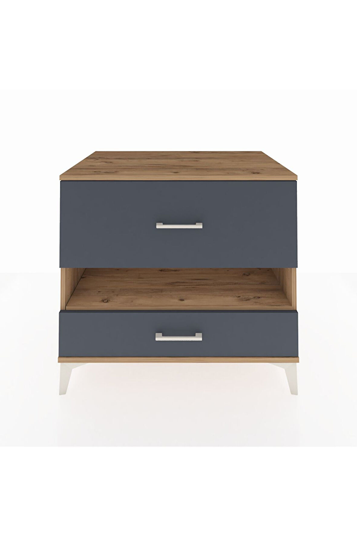 Kronos Şifonyer Tek Raflı 2 Çekmeceli 88x59x80 Çam-Antrasit