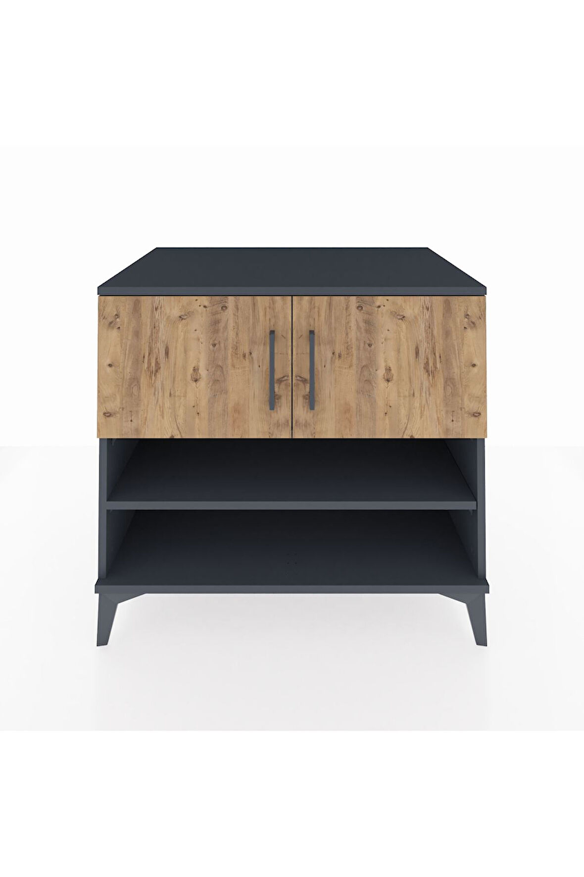 Kronos Şifonyer 3 Raflı 2 Kapaklı 88x59x80 Antrasit-Çam