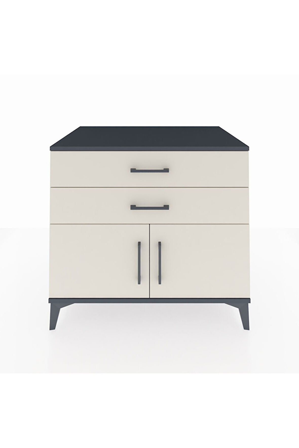 Kronos Şifonyer Tek Raflı 2 Çekmeceli 2 Kapaklı 88x59x80 Antrasit-Aytaşı