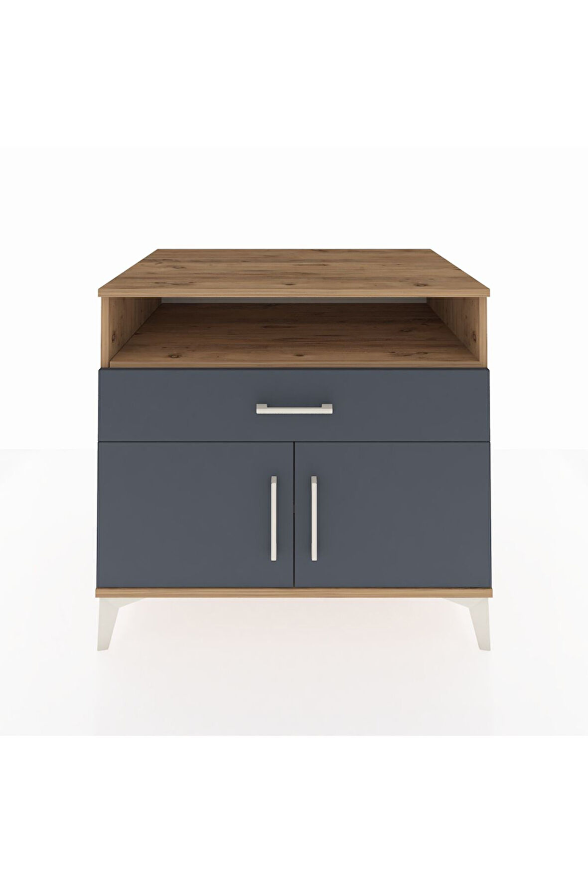 Kronos Şifonyer 2 Raflı Tek Çekmeceli 2 Kapaklı 88x59x80 Çam-Antrasit