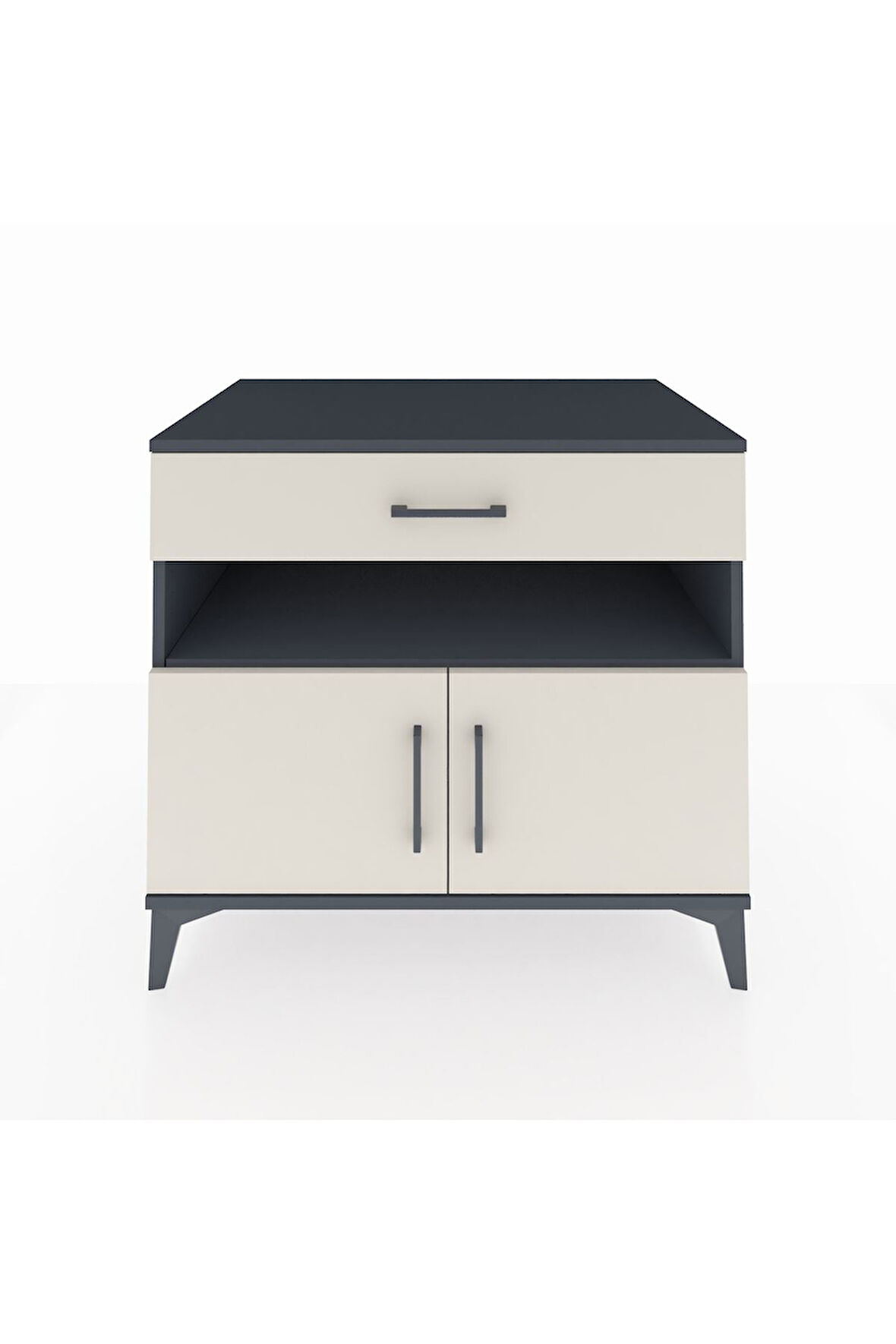 Kronos Şifonyer 2 Raflı Tek Çekmeceli 2 Kapaklı 88x59x80 Antrasit-Aytaşı