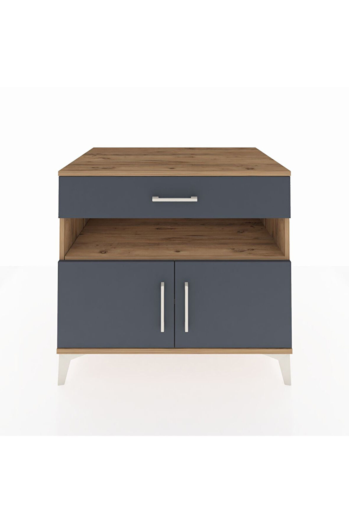 Kronos Şifonyer 2 Raflı Tek Çekmeceli 2 Kapaklı 88x59x80 Çam-Antrasit