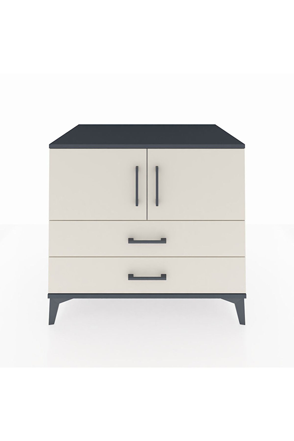 Kronos Şifonyer 2 Raflı 2 Çekmeceli 2 Kapaklı 88x59x80 Antrasit-Aytaşı