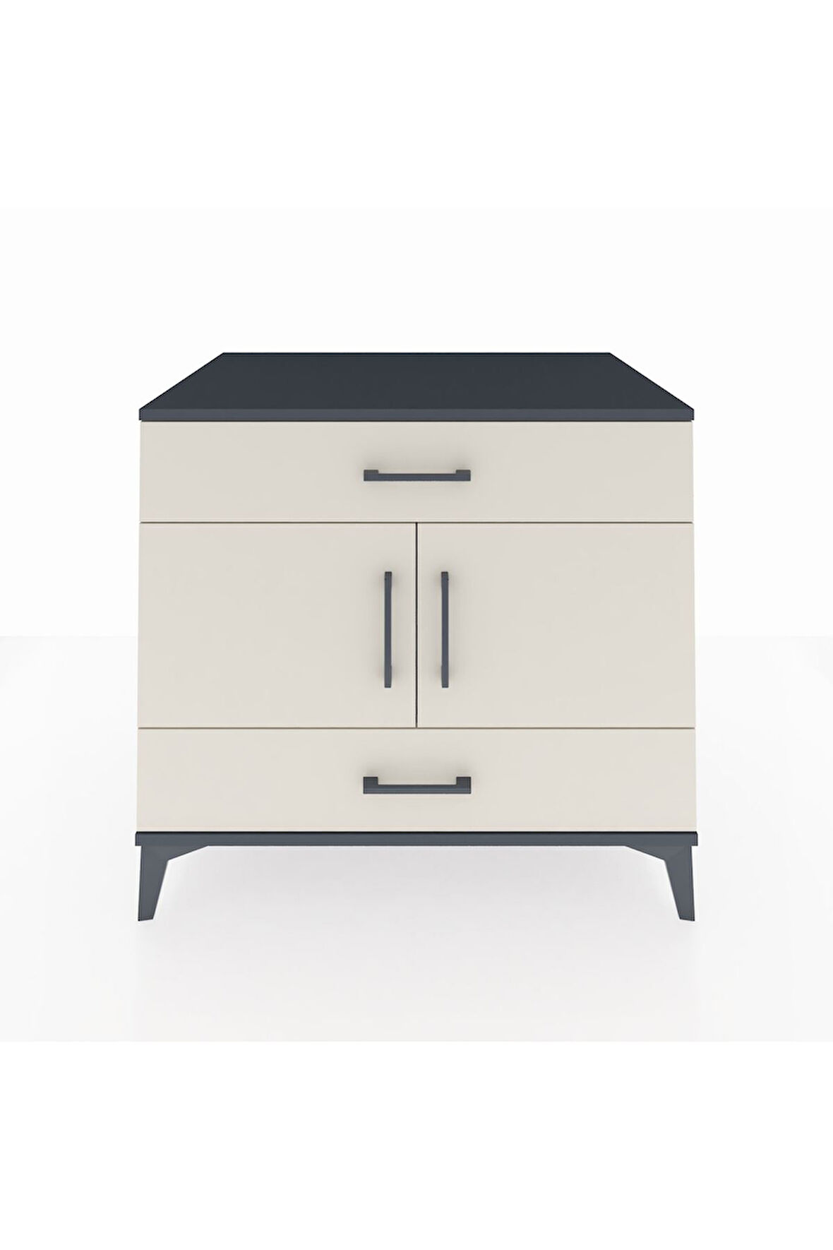 Kronos Şifonyer 2 Raflı 2 Çekmeceli 2 Kapaklı 88x59x80 Antrasit-Aytaşı