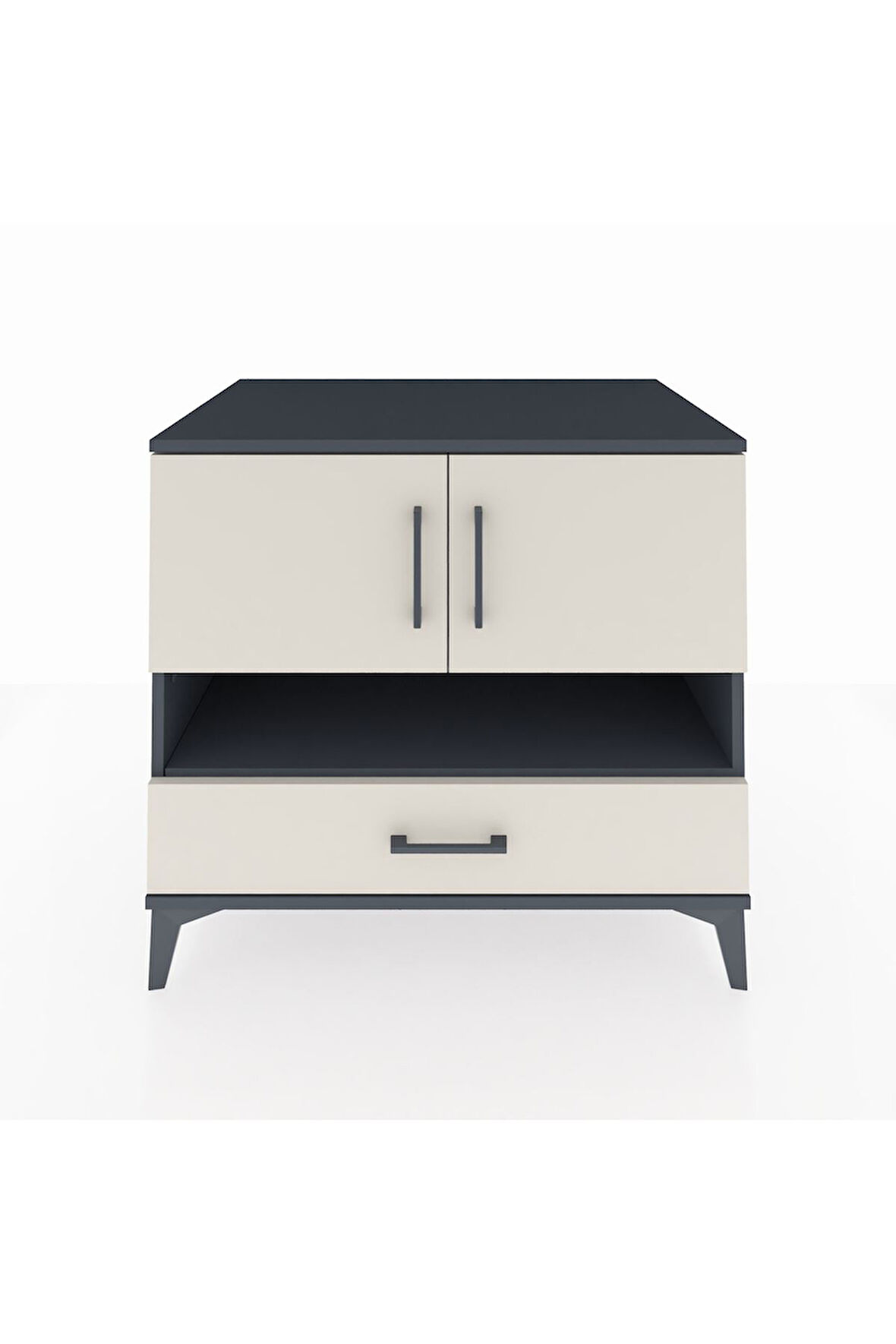 Kronos Şifonyer 3 Raflı Tek Çekmeceli 2 Kapaklı 88x59x80 Antrasit-Aytaşı