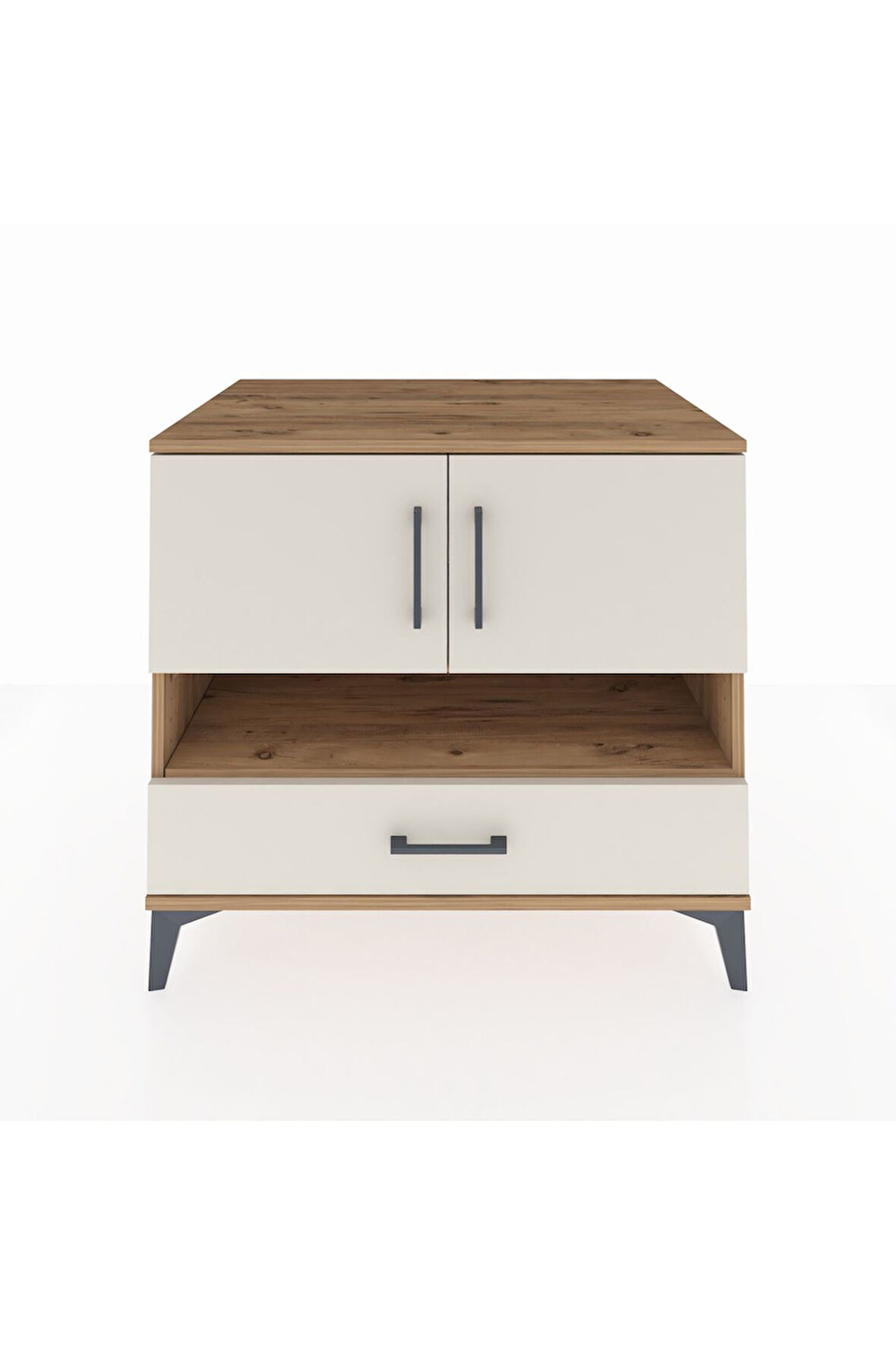 Kronos Şifonyer 3 Raflı Tek Çekmeceli 2 Kapaklı 88x59x80 Çam-Aytaşı