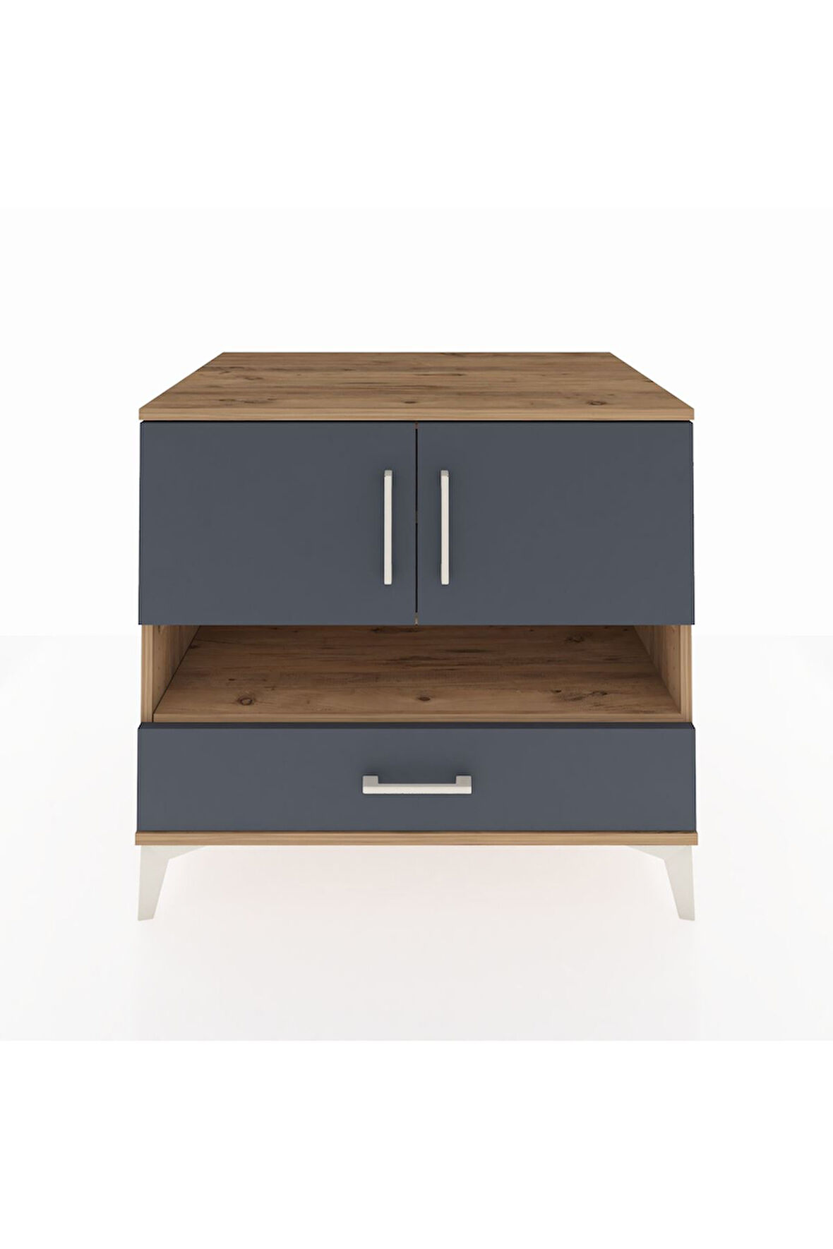 Kronos Şifonyer 3 Raflı Tek Çekmeceli 2 Kapaklı 88x59x80 Çam-Antrasit