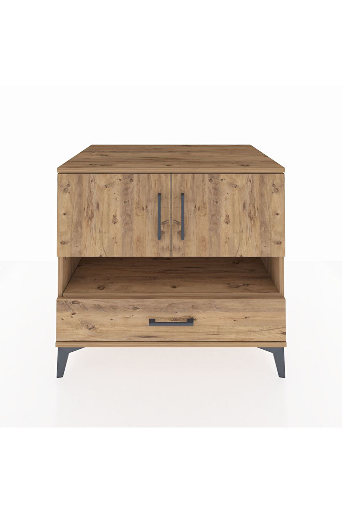 Kronos Şifonyer 3 Raflı Tek Çekmeceli 2 Kapaklı 88x59x80 Çam-Çam