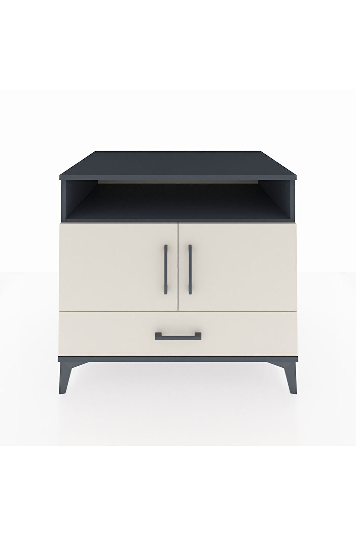 Kronos Şifonyer 3 Raflı Tek Çekmeceli 2 Kapaklı 88x59x80 Antrasit-Aytaşı