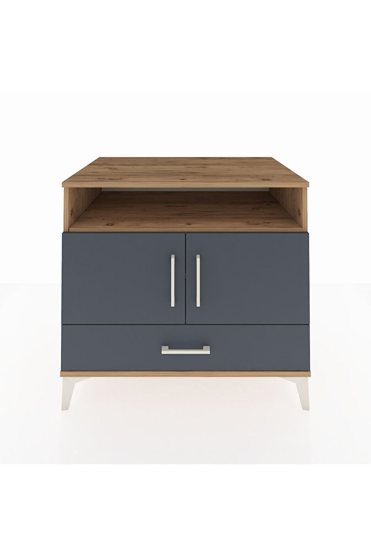 Kronos Şifonyer 3 Raflı Tek Çekmeceli 2 Kapaklı 88x59x80 Çam-Antrasit