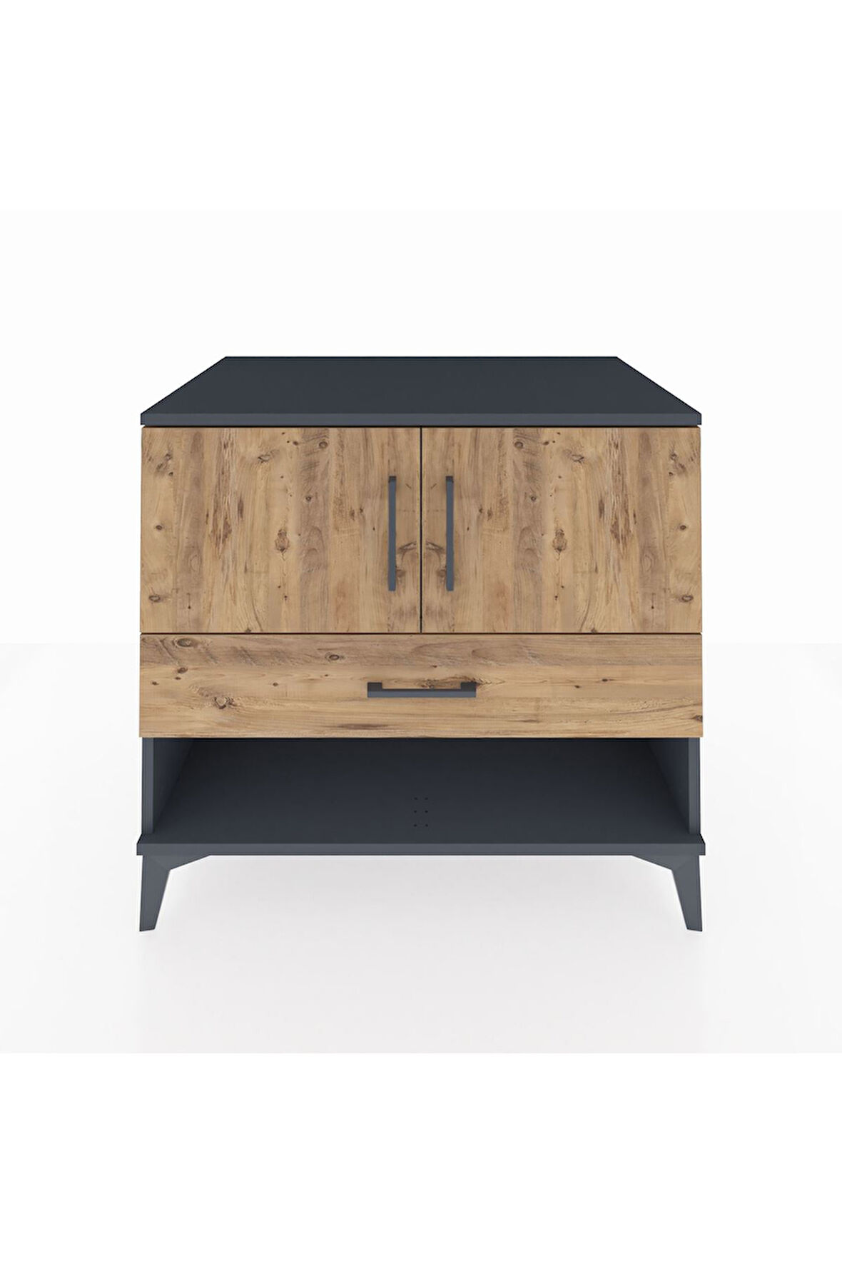 Kronos Şifonyer 2 Raflı Tek Çekmeceli 2 Kapaklı 88x59x80 Antrasit-Çam