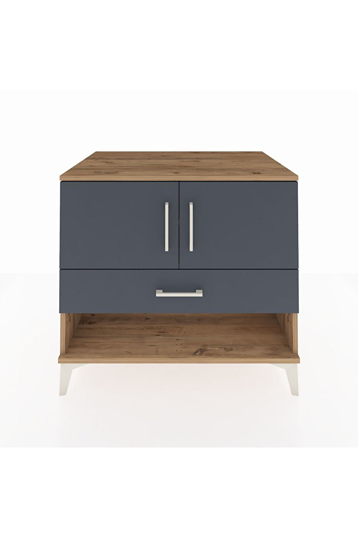 Kronos Şifonyer 2 Raflı Tek Çekmeceli 2 Kapaklı 88x59x80 Çam-Antrasit