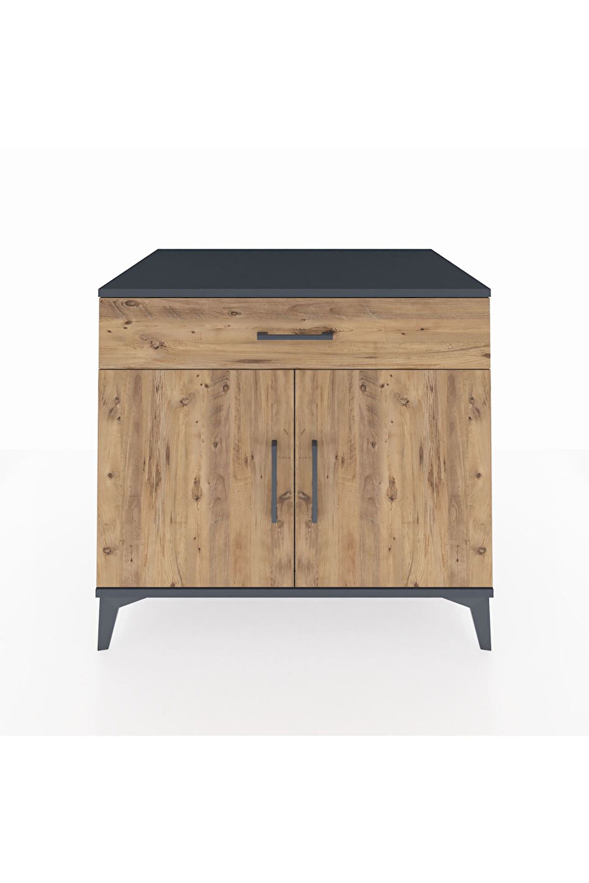 Kronos Şifonyer Tek Raflı Tek Çekmeceli 2 Kapaklı 88x59x80 Antrasit-Çam