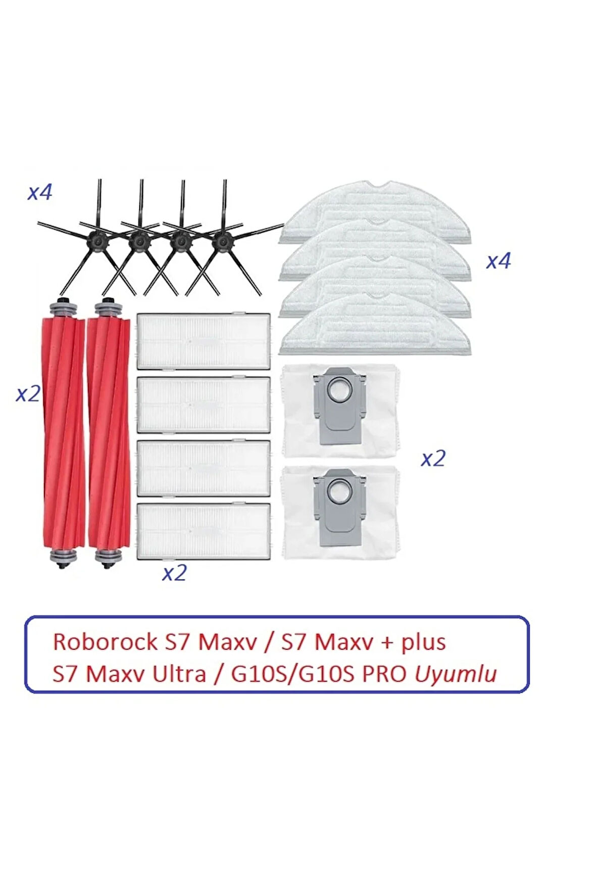 Roborock S7 Maxv / S7 Maxv + plus/ S7 Maxv Ultra / G10S/G10S PRO Uyumlu Yedek Set