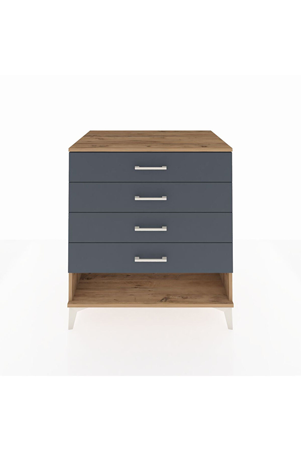 Kronos Şifonyer 4 Çekmeceli 88x59x96 Çam-Antrasit