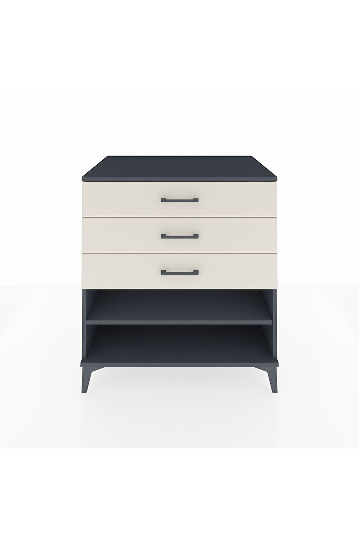 Kronos Şifonyer Tek Raflı 3 Çekmeceli 88x59x96 Antrasit-Aytaşı