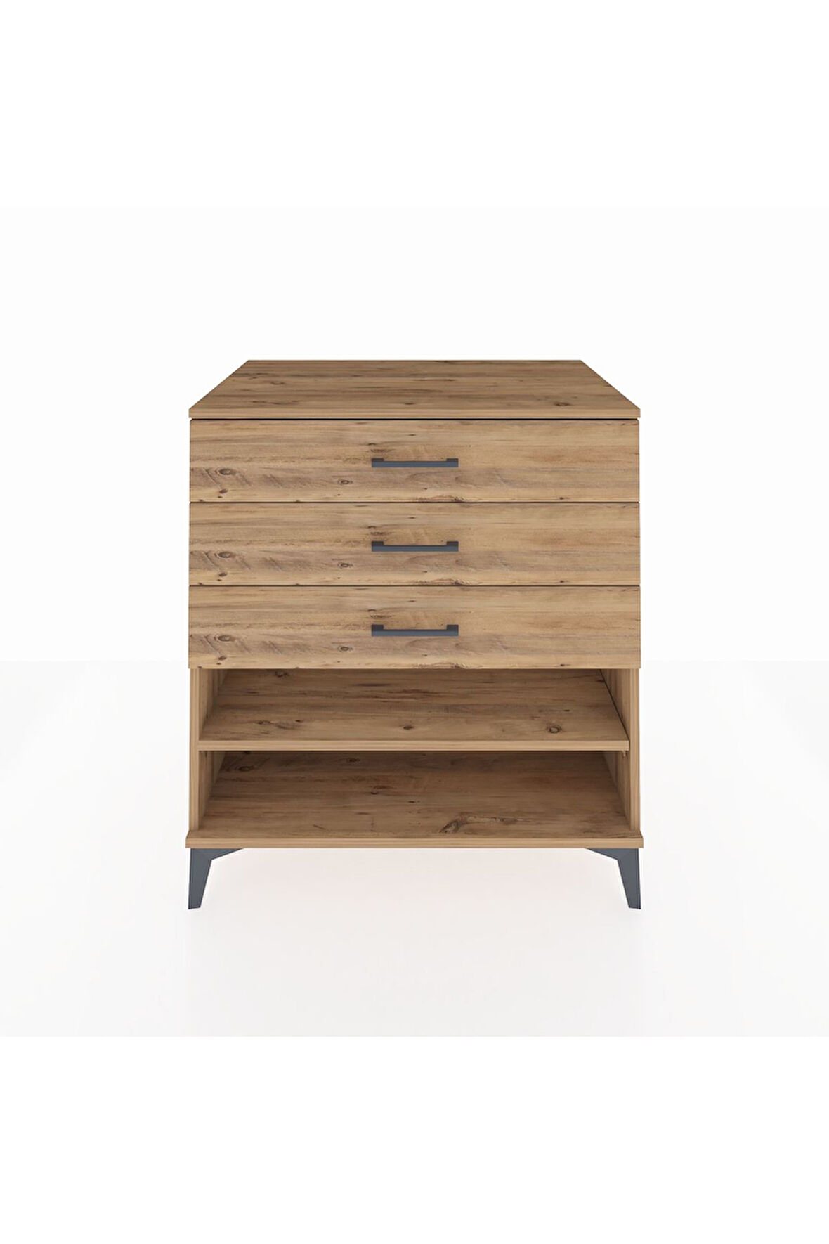 Kronos Şifonyer Tek Raflı 3 Çekmeceli 88x59x96 Çam-Çam