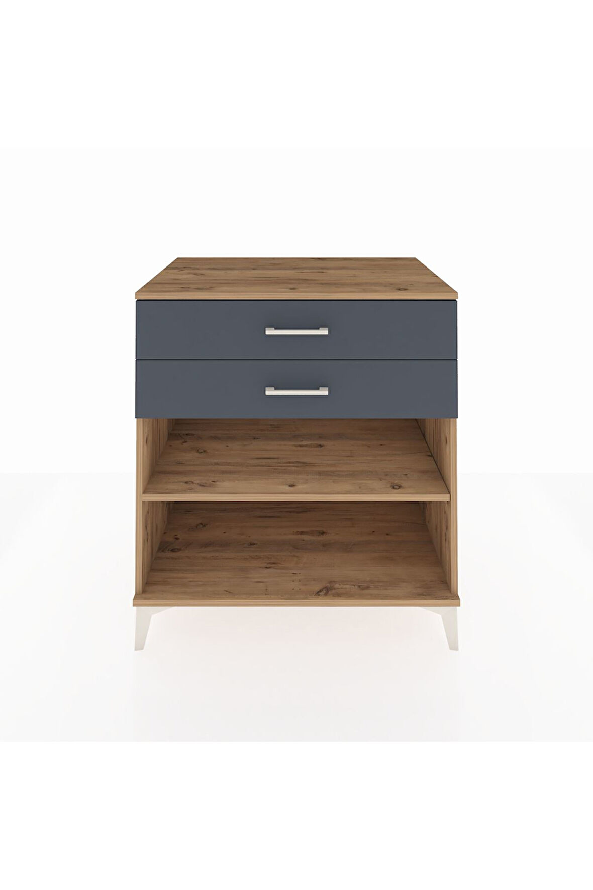 Kronos Şifonyer Tek Raflı 2 Çekmeceli 88x59x96 Çam-Antrasit