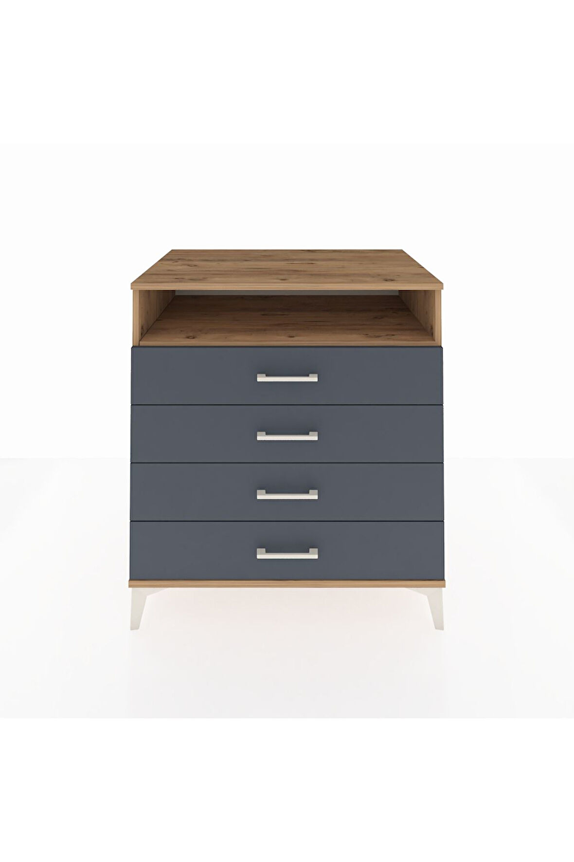 Kronos Şifonyer Tek Raflı 4 Çekmeceli 88x59x96 Çam-Antrasit