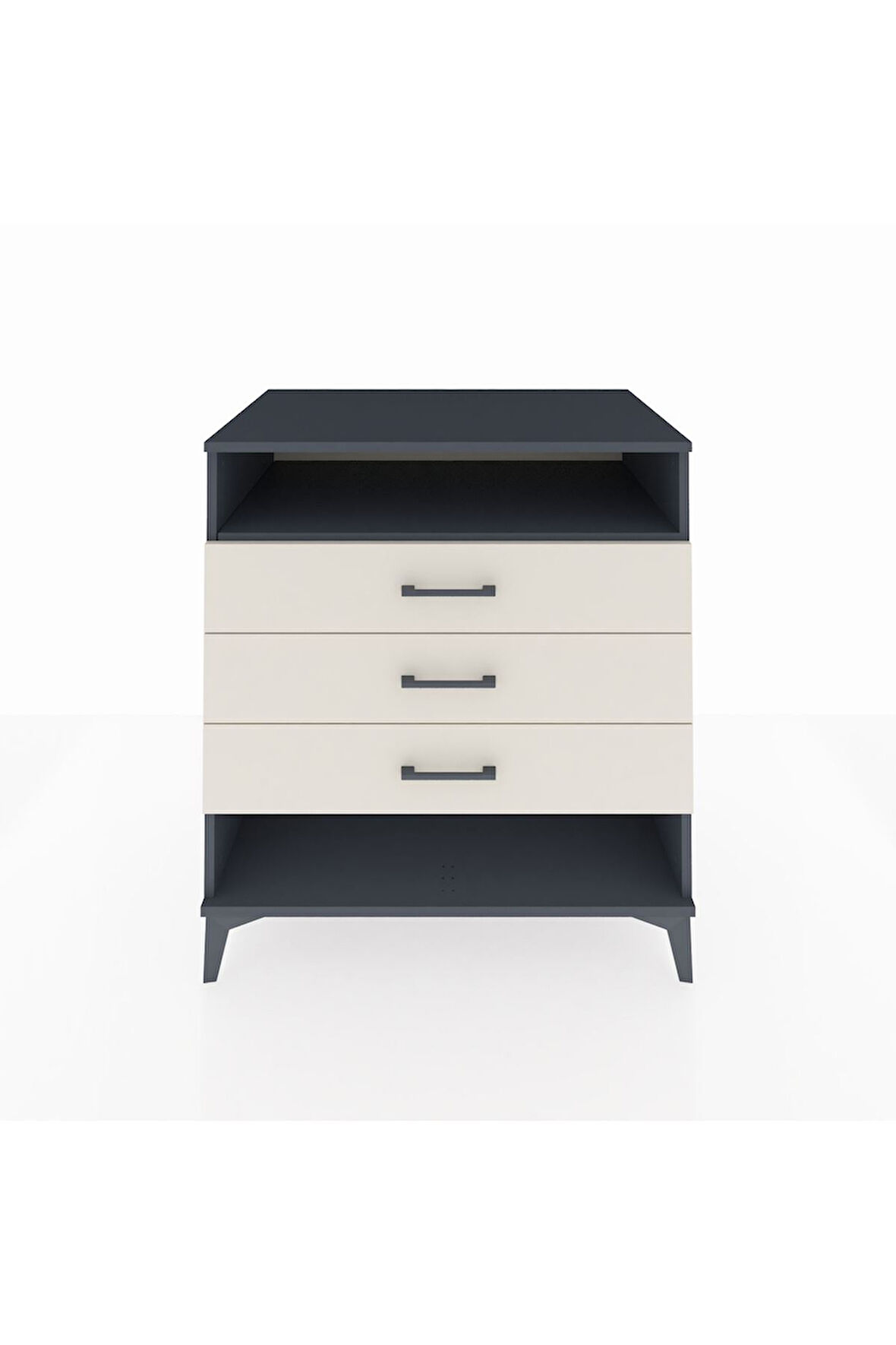 Kronos Şifonyer Tek Raflı 3 Çekmeceli 88x59x96 Antrasit-Aytaşı