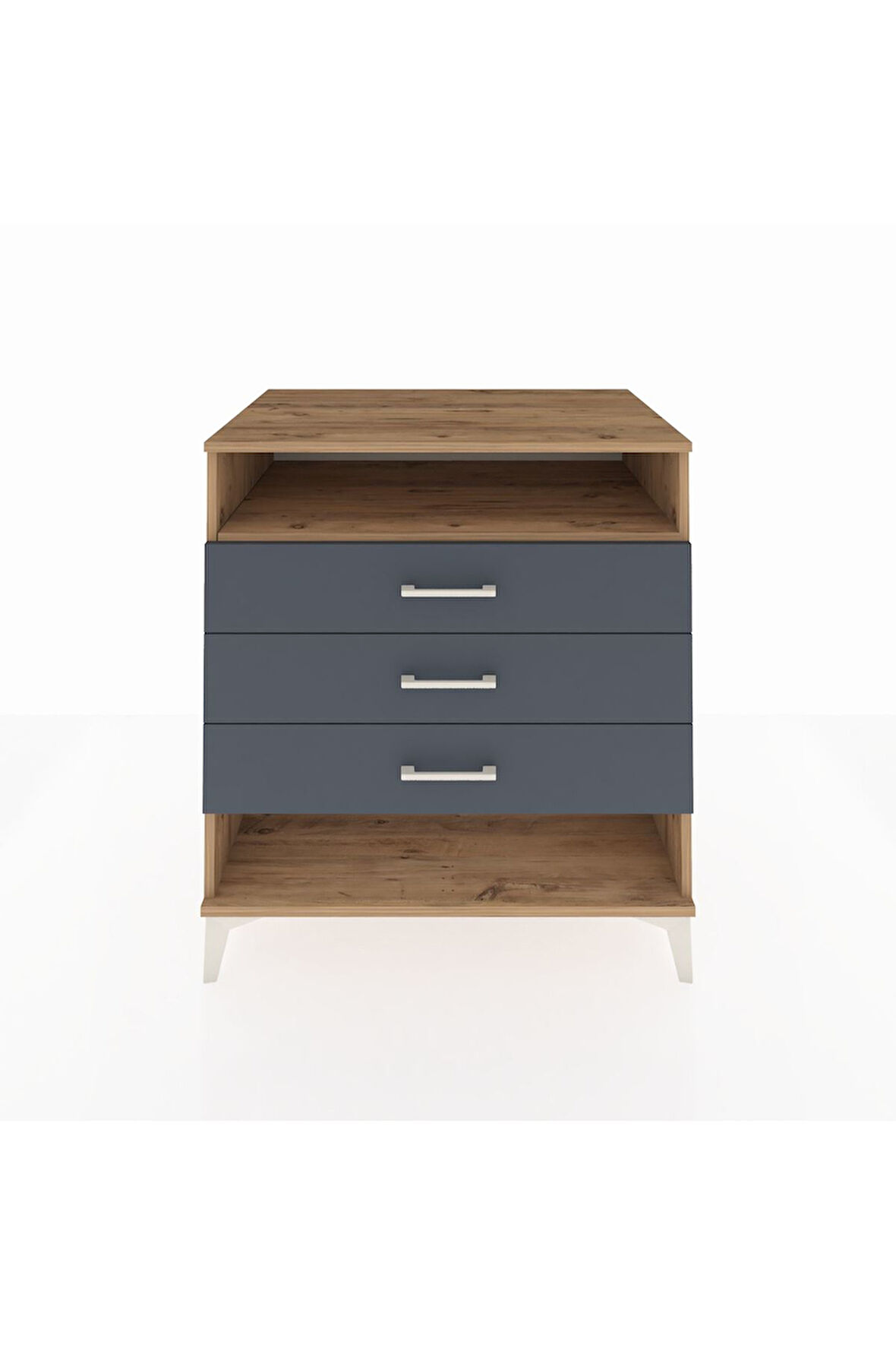 Kronos Şifonyer Tek Raflı 3 Çekmeceli 88x59x96 Çam-Antrasit