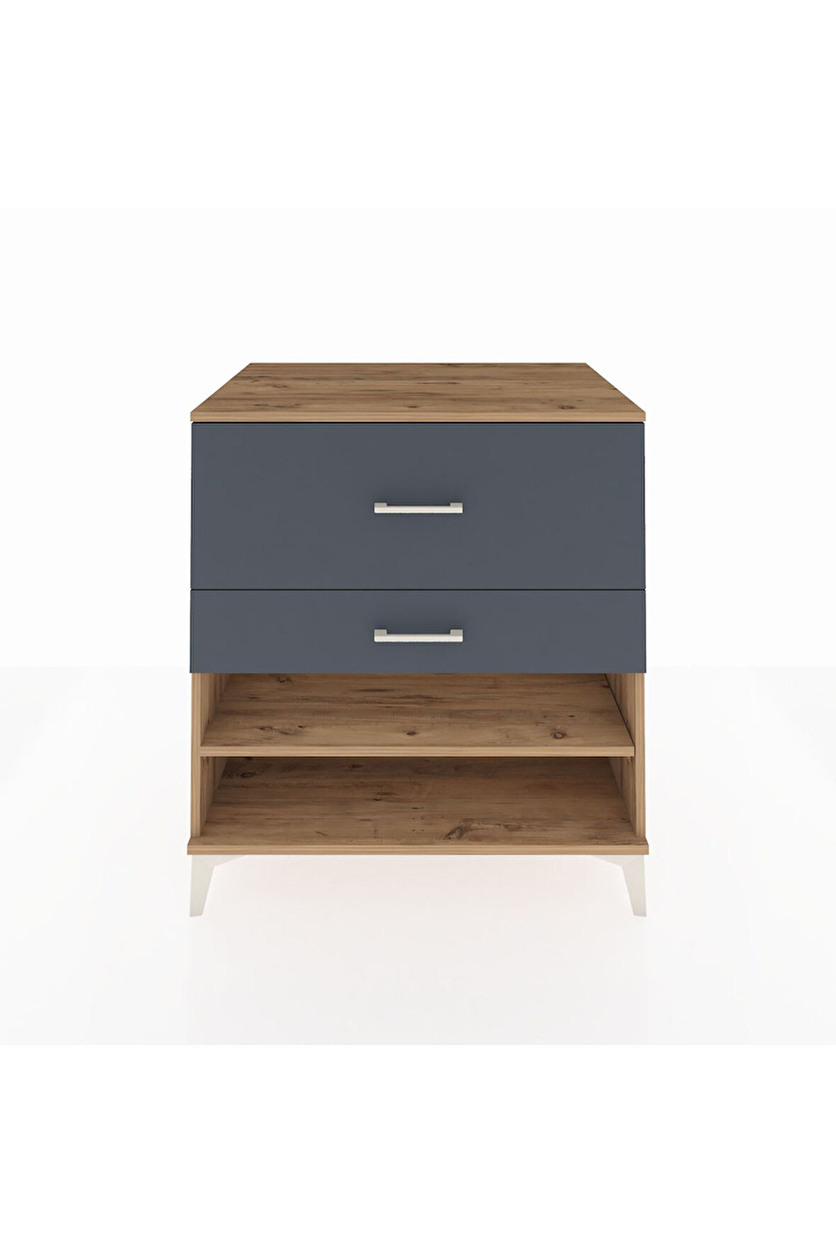 Kronos Şifonyer Tek Raflı 2 Çekmeceli 88x59x96 Çam-Antrasit