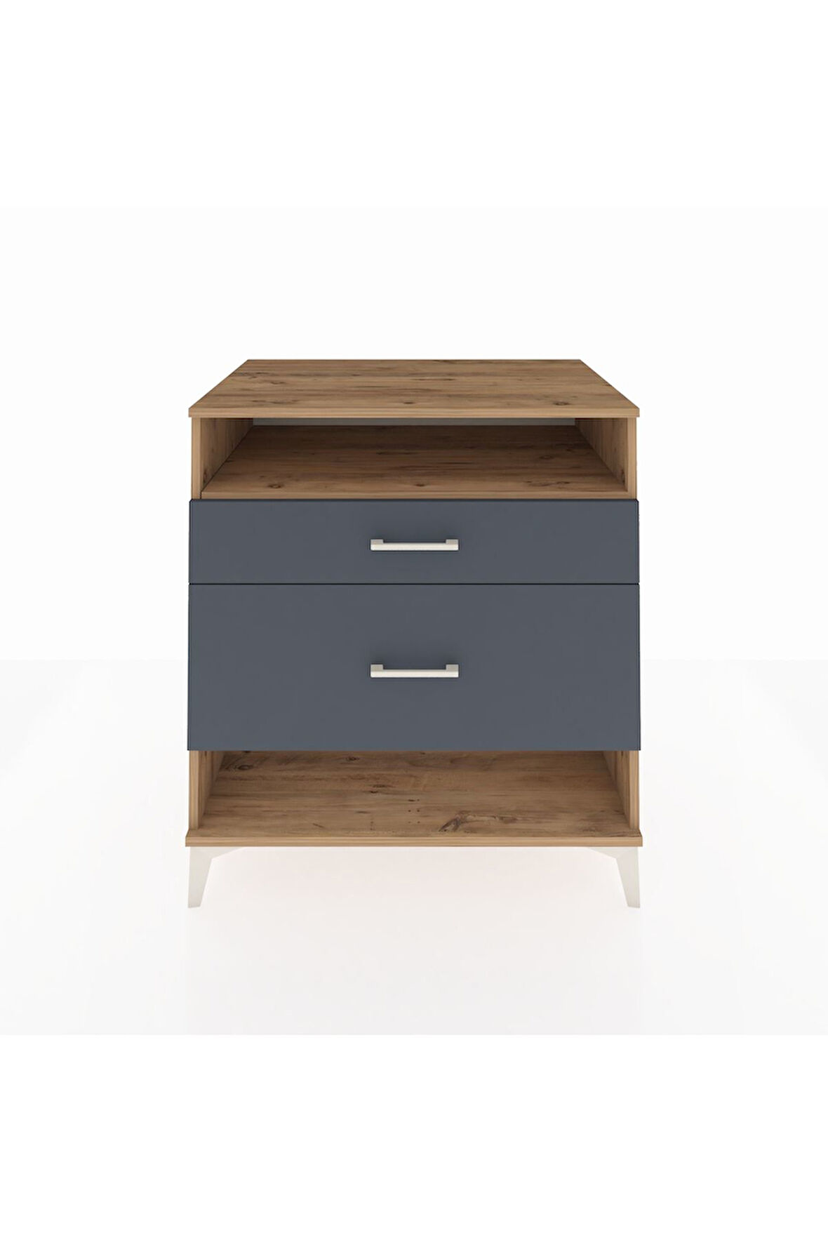 Kronos Şifonyer Tek Raflı 2 Çekmeceli 88x59x96 Çam-Antrasit