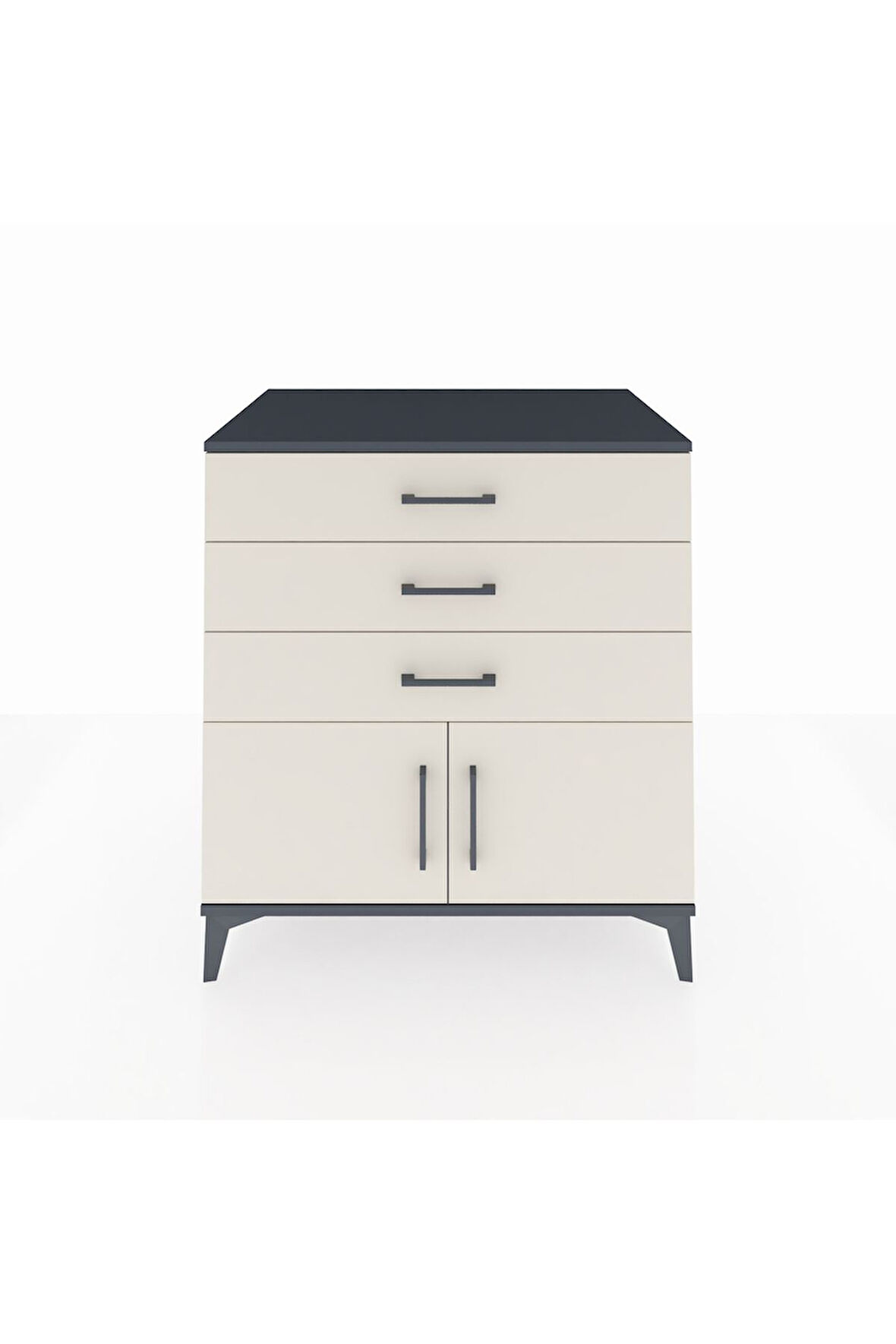 Kronos Şifonyer Tek Raflı 3 Çekmeceli 2 Kapaklı 88x59x96 Antrasit-Aytaşı