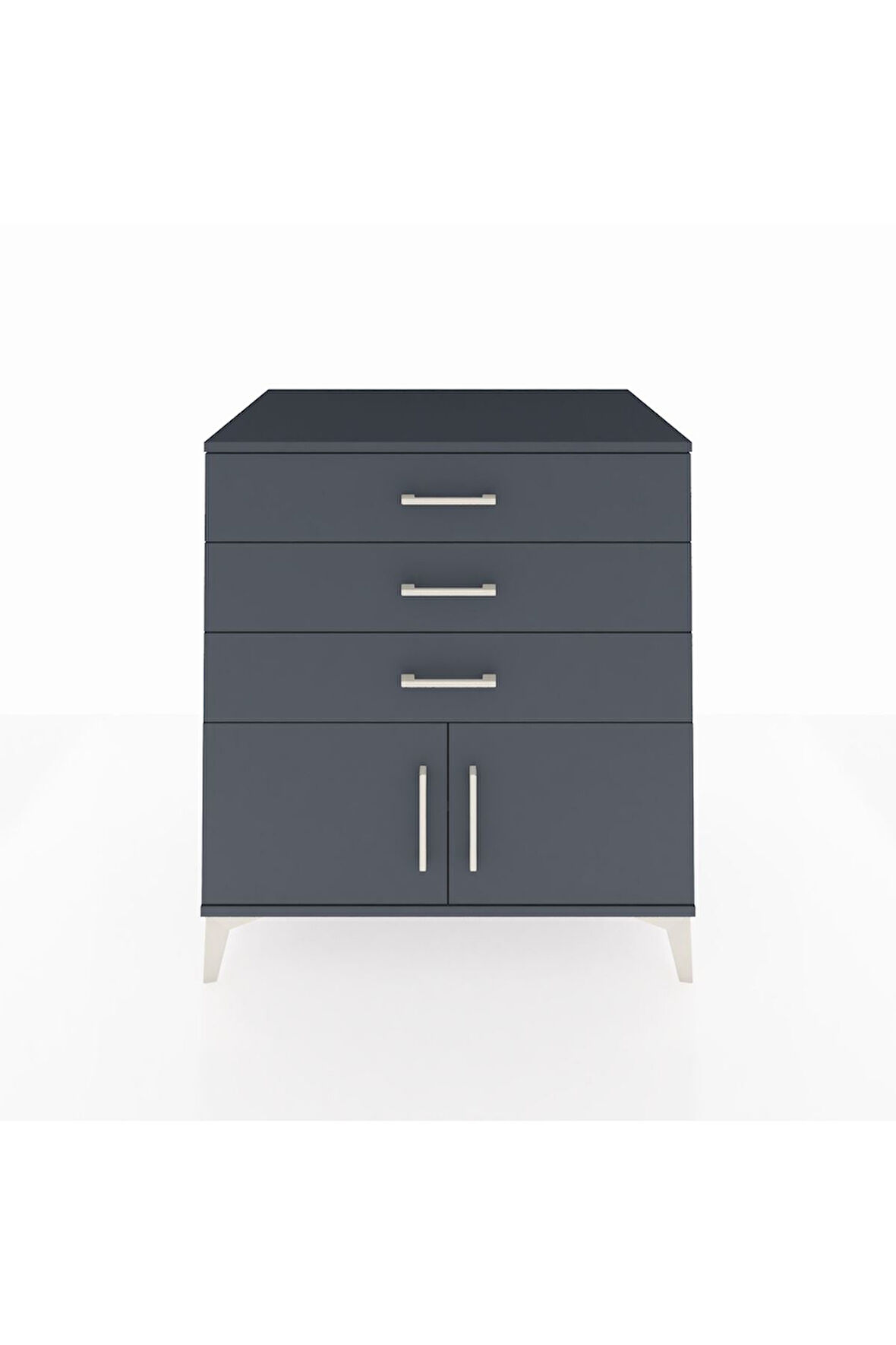 Kronos Şifonyer Tek Raflı 3 Çekmeceli 2 Kapaklı 88x59x96 Antrasit-Antrasit