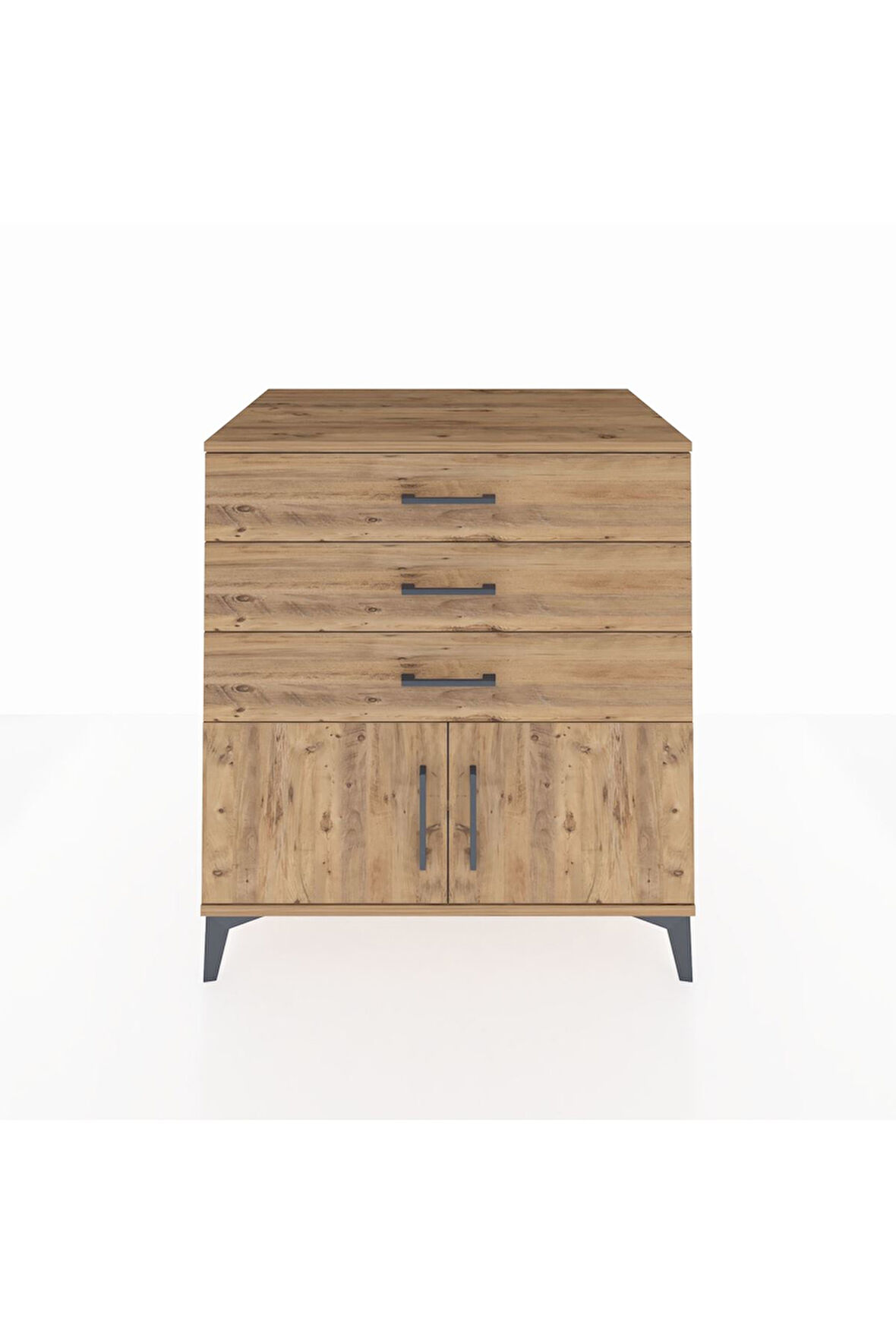 Kronos Şifonyer Tek Raflı 3 Çekmeceli 2 Kapaklı 88x59x96 Çam-Çam