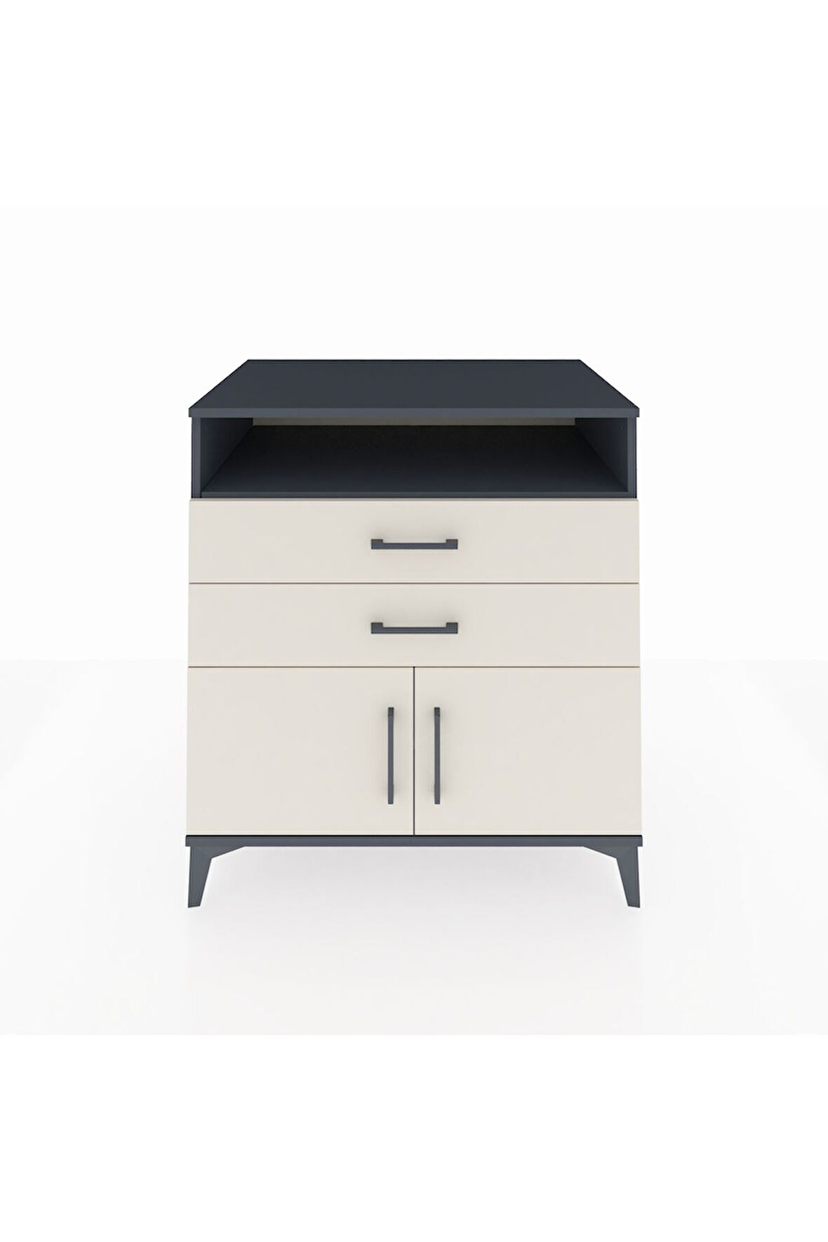 Kronos Şifonyer 2 Raflı 2 Çekmeceli 2 Kapaklı 88x59x96 Antrasit-Aytaşı