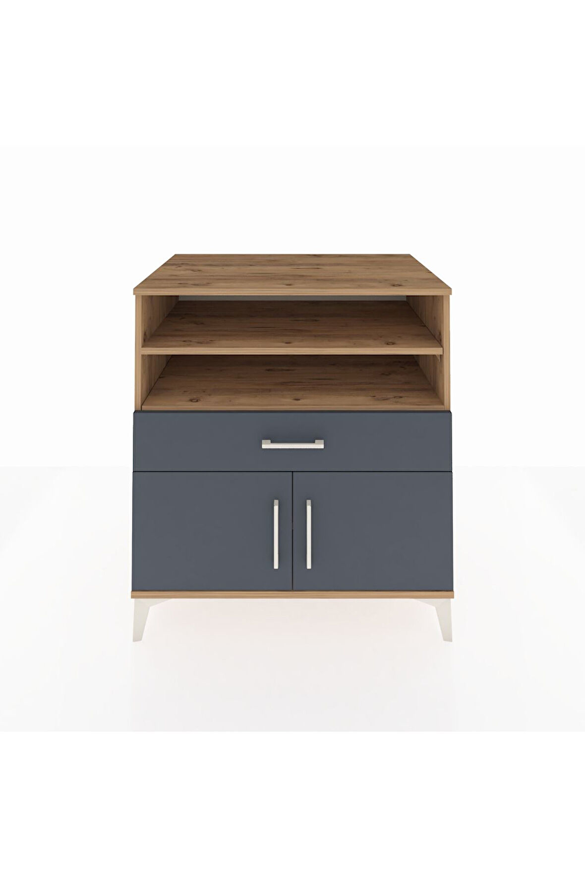 Kronos Şifonyer 3 Raflı Tek Çekmeceli 2 Kapaklı 88x59x96 Çam-Antrasit